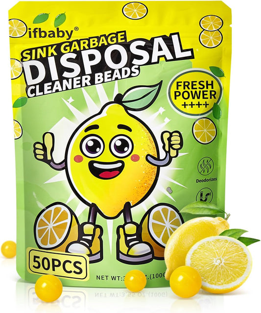 50 Count Garbage Disposal Cleaner and Deodorizer – Sink Odor Eliminator, New Powerful XL Sink Drain Freshener Pods | Dissolves Grease, Eliminates Odors, Lemon Zest Scent