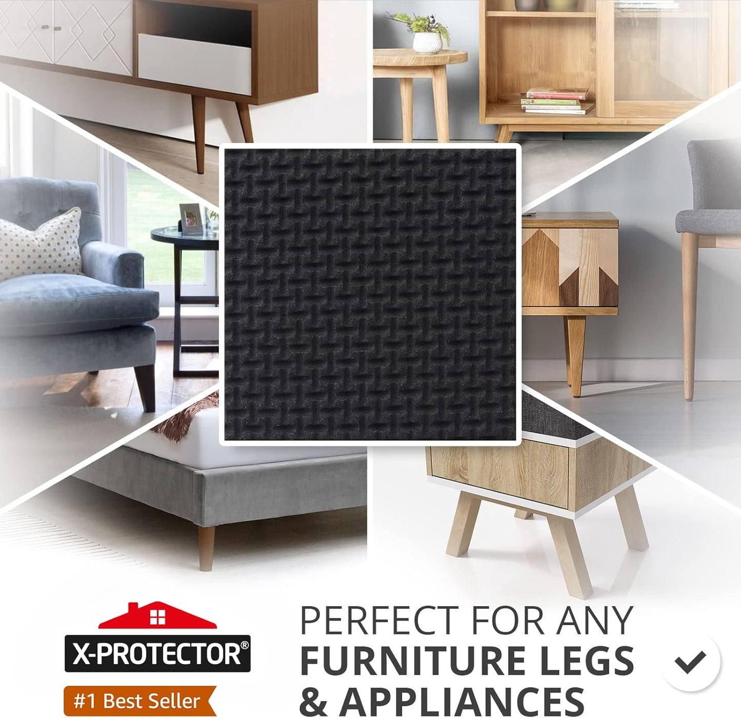 X-PROTECTOR Non Slip Furniture Pads - 8 pcs Premium Furniture Grippers 4"! Self-Adhesive Rubber Feet Furniture Feet - Ideal Non Skid Furniture Pad Floor Protectors - Keep Furniture in Place!