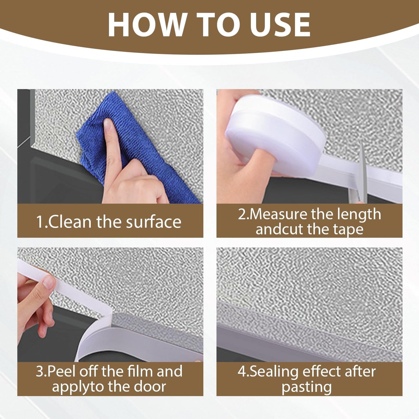 FOURGUN Silicone Weather Stripping Seal Door Tape 25 MM * 16.5FT Insulates Soundproofs Perfect for Door Frames Windows Bathroom Shower Glass Gaps Blocks Cold Air Rain