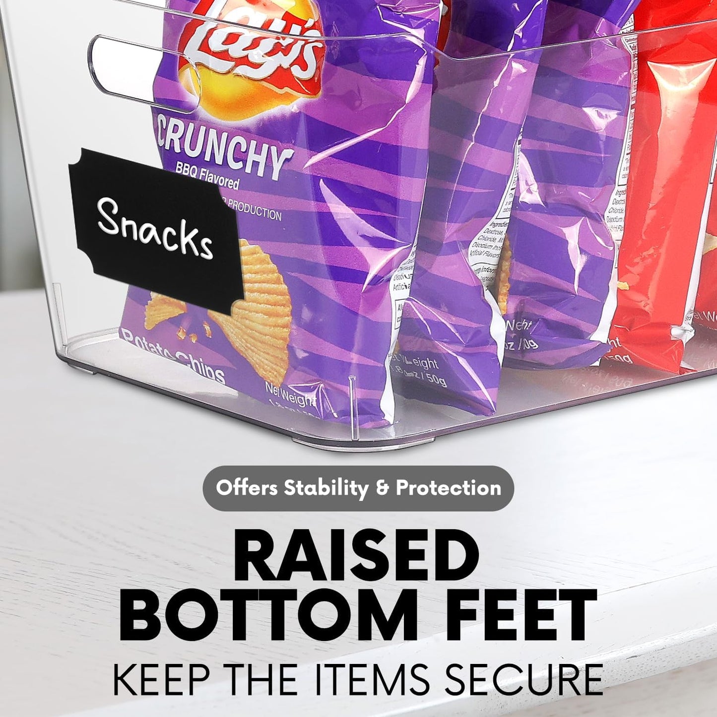 Plastic Clear Storage Bins with Labels, Home Freezer Refrigerator Pantry Organizers and Storage Containers Fridge Organizer Bins Kitchen Organization Cabinet Medicine Bin for organizing