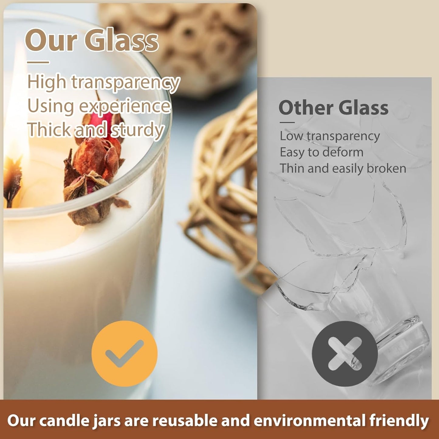 SHOWIN 14 OZ Thick Candle Jars for Making Candles 12 Pcs, 3 Wick Empty Jars with Wood Lids for Candle Making, Sample Container, Frosted Blue