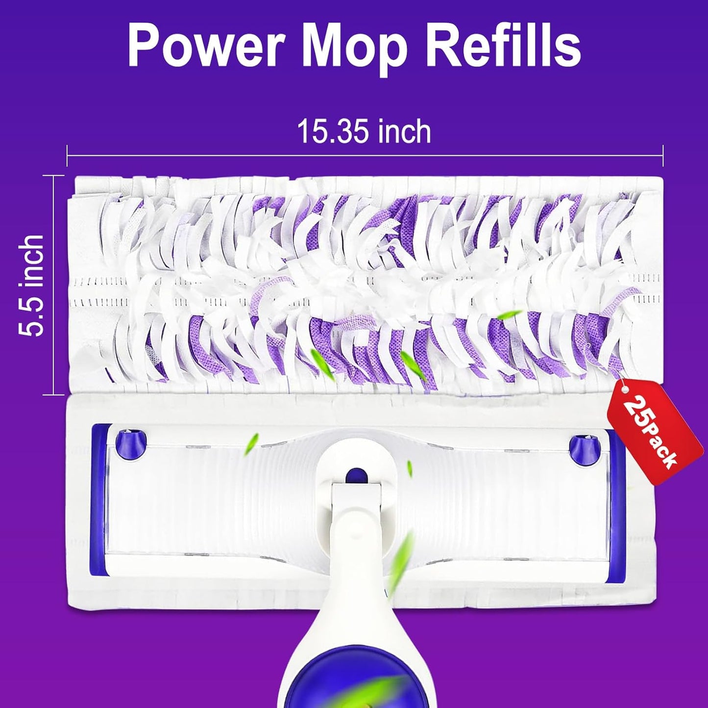 25 Count Power Mop Pads Refills for Swiffer Power Mop Pads,Compatible with Swiffer Power Mop Refills Replacement Disposable Power Mopping Pads Refills for Multi-Surface Floor Cleaning