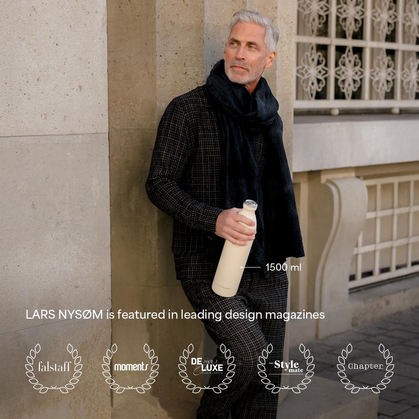 LARS NYSØM Stainless Steel Insulated Water Bottle 12oz 17oz 25oz 34oz 51oz | Insulated Thermo Flask for Hot and Cold Beverages | Leakproof Drinking Bottle (Mocha Brown, 17oz)