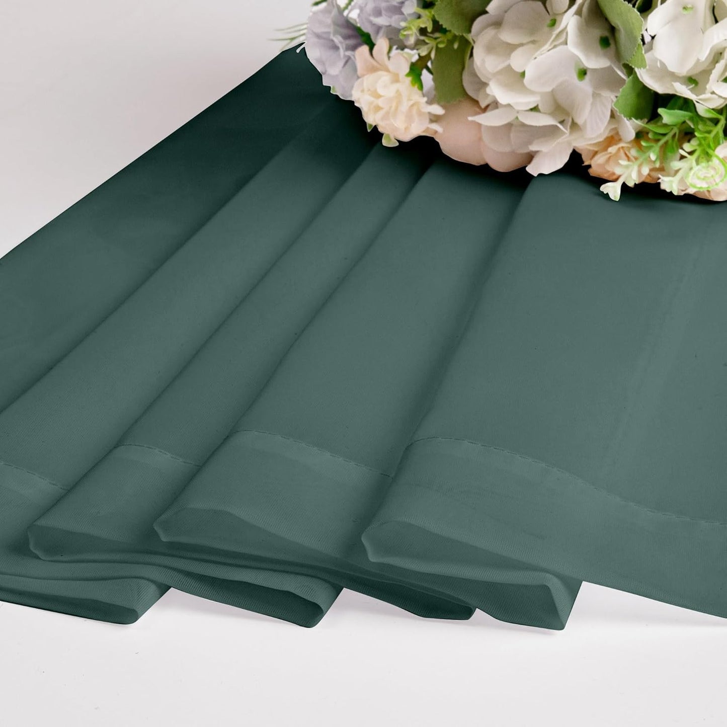 Chyhomenyc Hunter Green Sheer Curtains 63 Inch Length 2 Panels, Rod Pocket Solid Window Sheer Curtain Panels, Elegant Curtains & Drapes for Living Room Bedroom 2 Panels (Hunter Green, 42 W x 63 L)