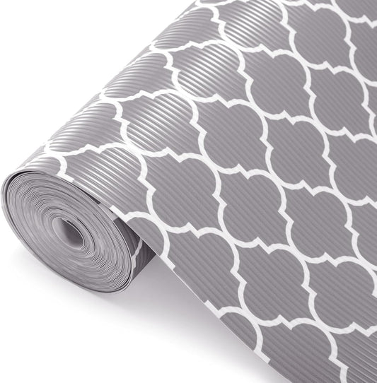 Glotoch 2 Rolls Non Adhesive Shelf Liners for Kitchen Cabinets, Waterproof Drawer Liners for Kitchen, Non Slip Cabinet Liners for Shelves/Dresser/Refrigerator/Bathroom, 17.5" x 30 FT, Gray