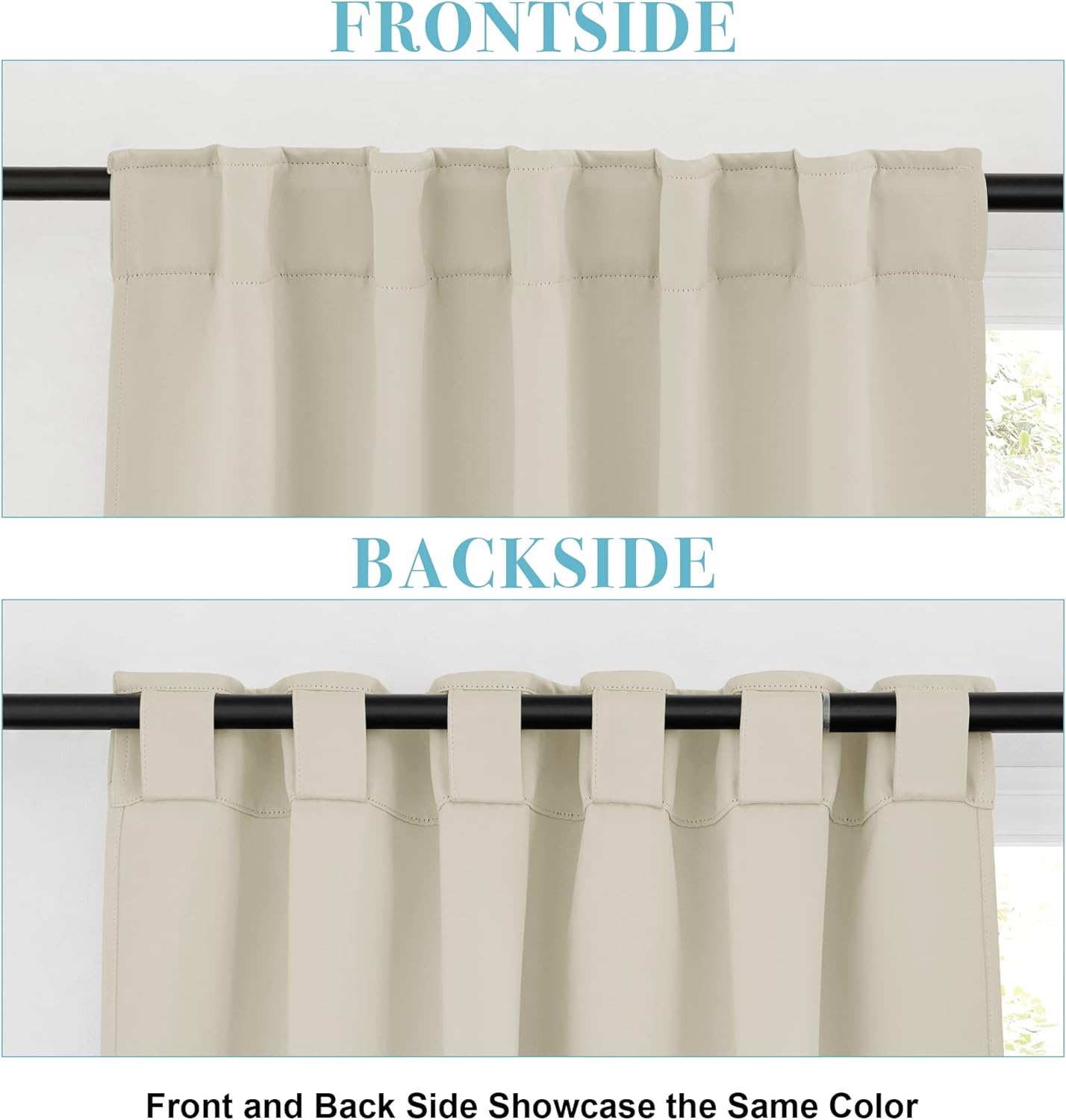 RYB HOME Blackout Curtains for Living Room, Back Tab & Rod Pocket Top Insulating Window Decor for Bedroom Dining Classroom Home Office, W 62 x L 63, Beige, 2 Panels