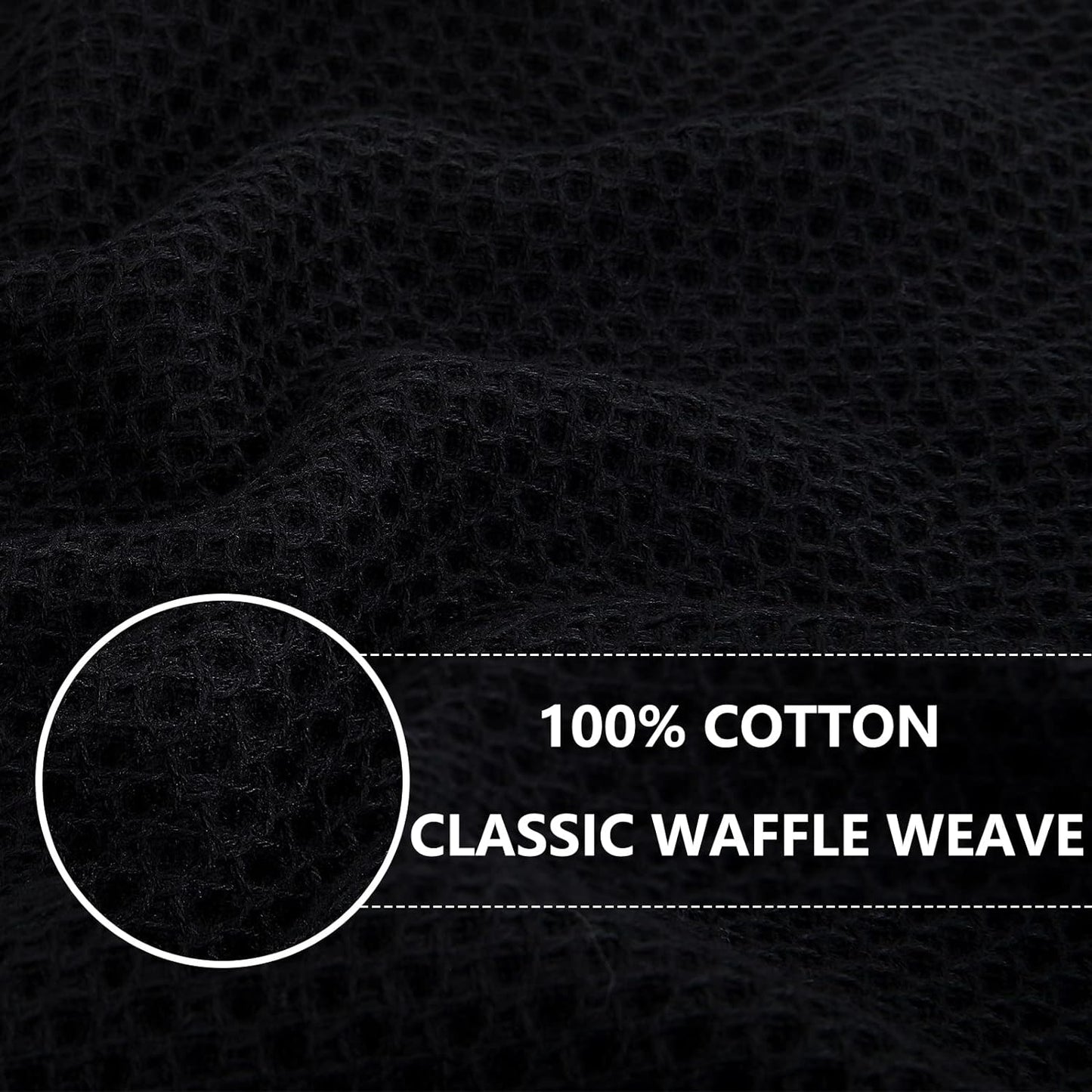 Homaxy 100% Cotton Waffle Weave Kitchen Dish Towels, Ultra Soft Absorbent Quick Drying Cleaning Towel, 13 x 28 Inches, 4-Pack, Black