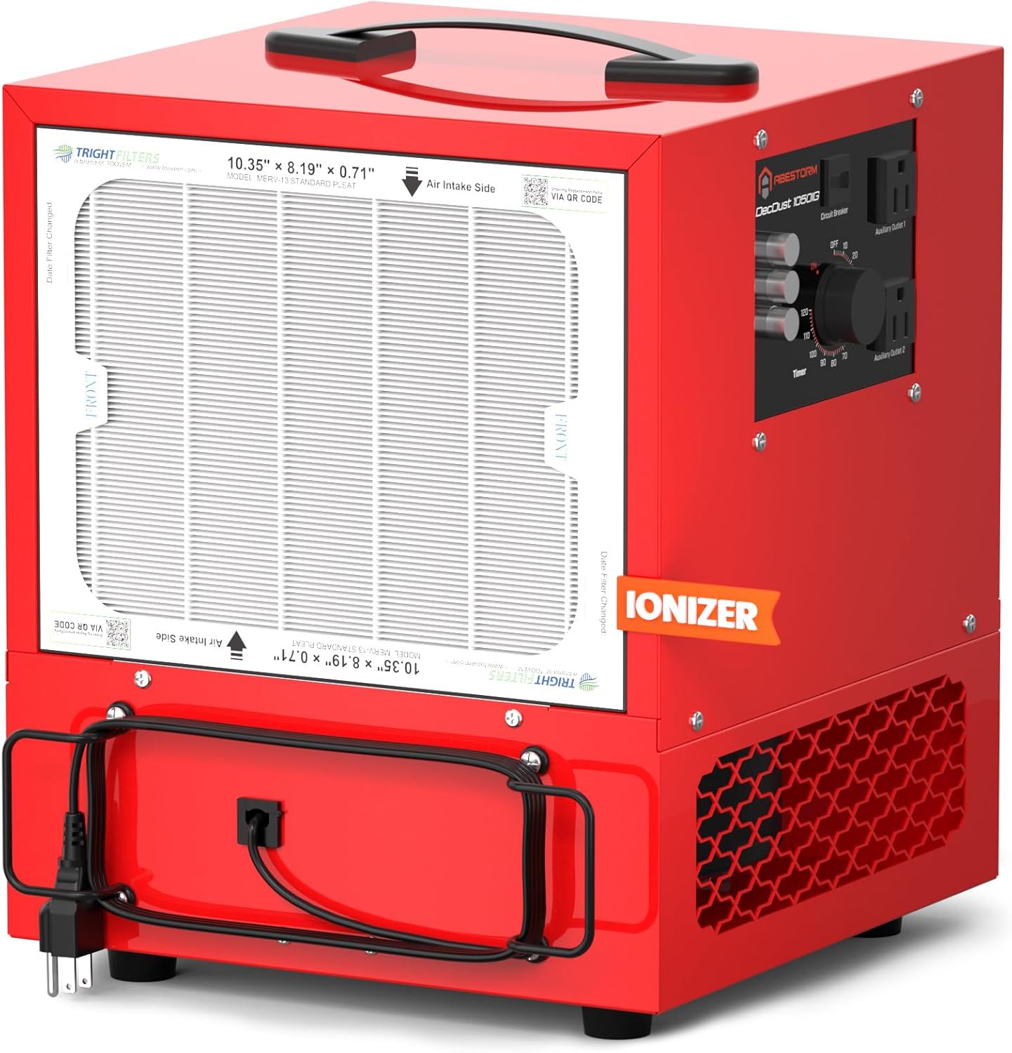 Abestorm Tabletop Dust Collector for Woodworking, Portable Double-sided Intake Air Filtration Systems, Movable Air Filter with Built-in Ionizer, Timer Function, Ideal for Garage Works Shop