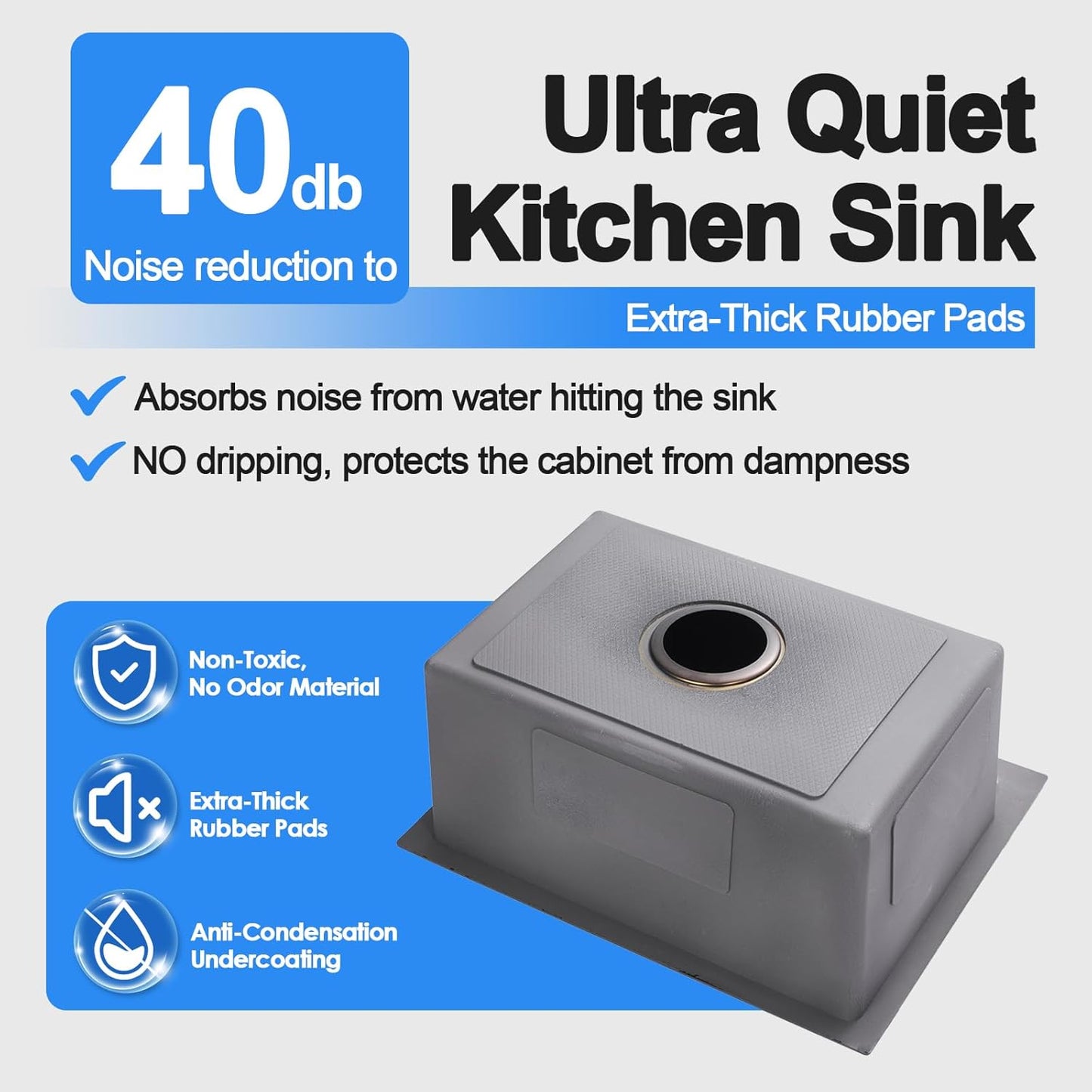 20x16 Inch Drop in Kitchen Sink, 304 Black Stainless Steel Sink, 9" Deep Single Bowl, R10 Tight Corner, 2 Pre-Drilled Holes, Topmount Installation,for Small Kitchen/RV/Bar Sink