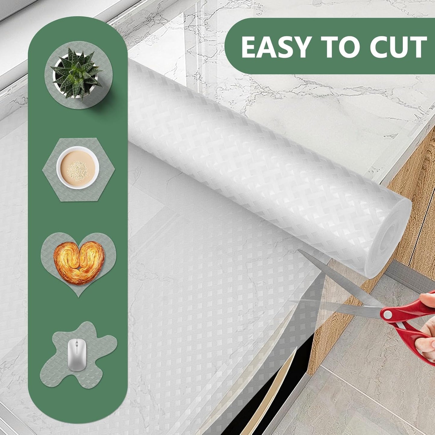 Shelf Liners, Non-Adhesive Drawer Liner, Waterproof & Oil-Proof Kitchen Cabinet Cupboard Liner Plastic EVA Material BPA Free Fridge Liner Mats Paper Protector for Shelves (Clear/20in x 240in)