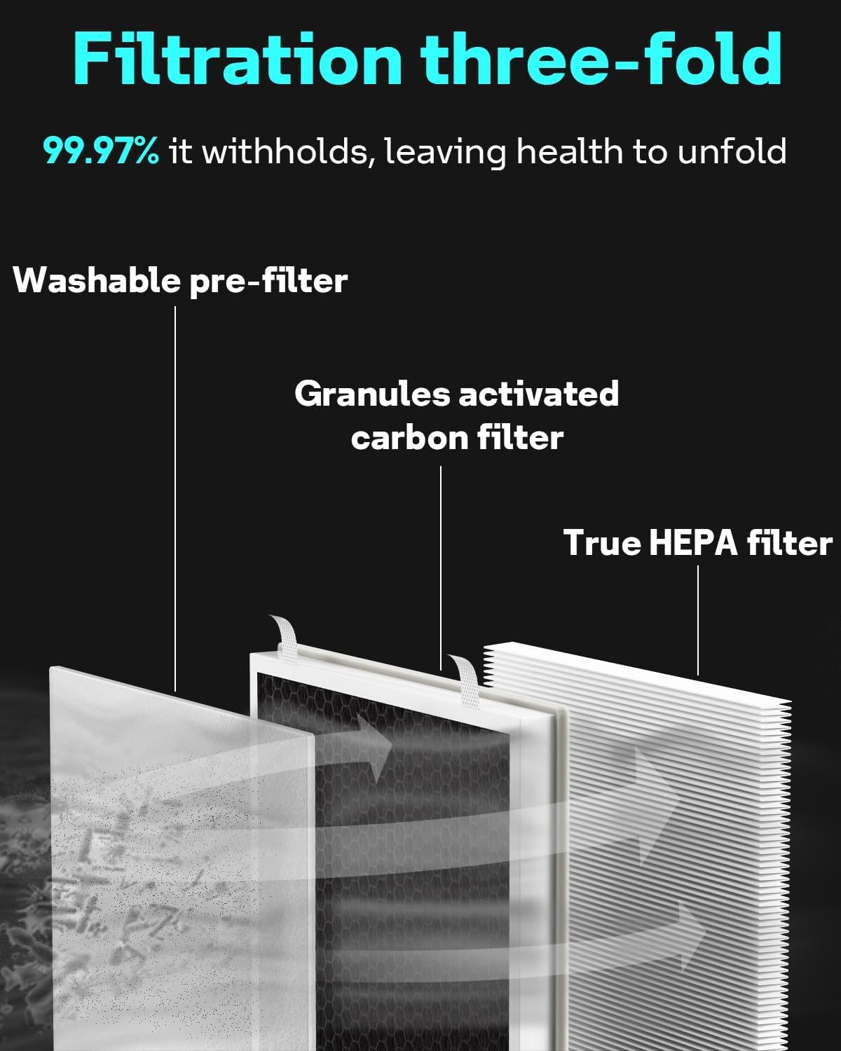 Leemone Vital 100 Replacement Filter Compatible with LEVOIT Vital100 Air Purifier and VAVA VA-EE004 Air Purifier, True HEPA High-Efficiency Activated Carbon, Vital 100-RF, 2 Pack