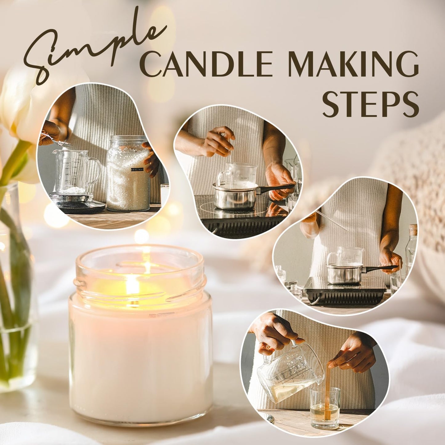 Soy Wax Flakes, Waxcanpy Natural Candle Wax, Organic Soy Wax for Candle Making from Farm, No Additives, Harmless and Pure (40lb)