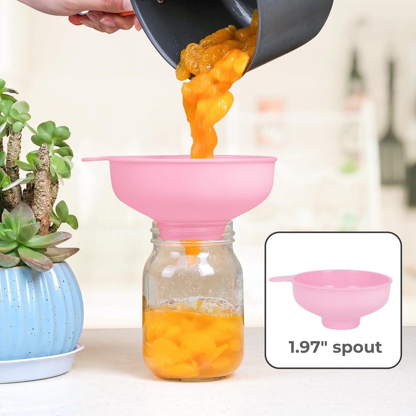 Wide Mouth Kitchen Funnel, Food Grade Plastic Cooking Canning Funnel with 4 Sizes Spouts for Filling Wide and Regular Mason Jars, Spray Dropper Oil Bottle Jug Spices Shampoo Sauce