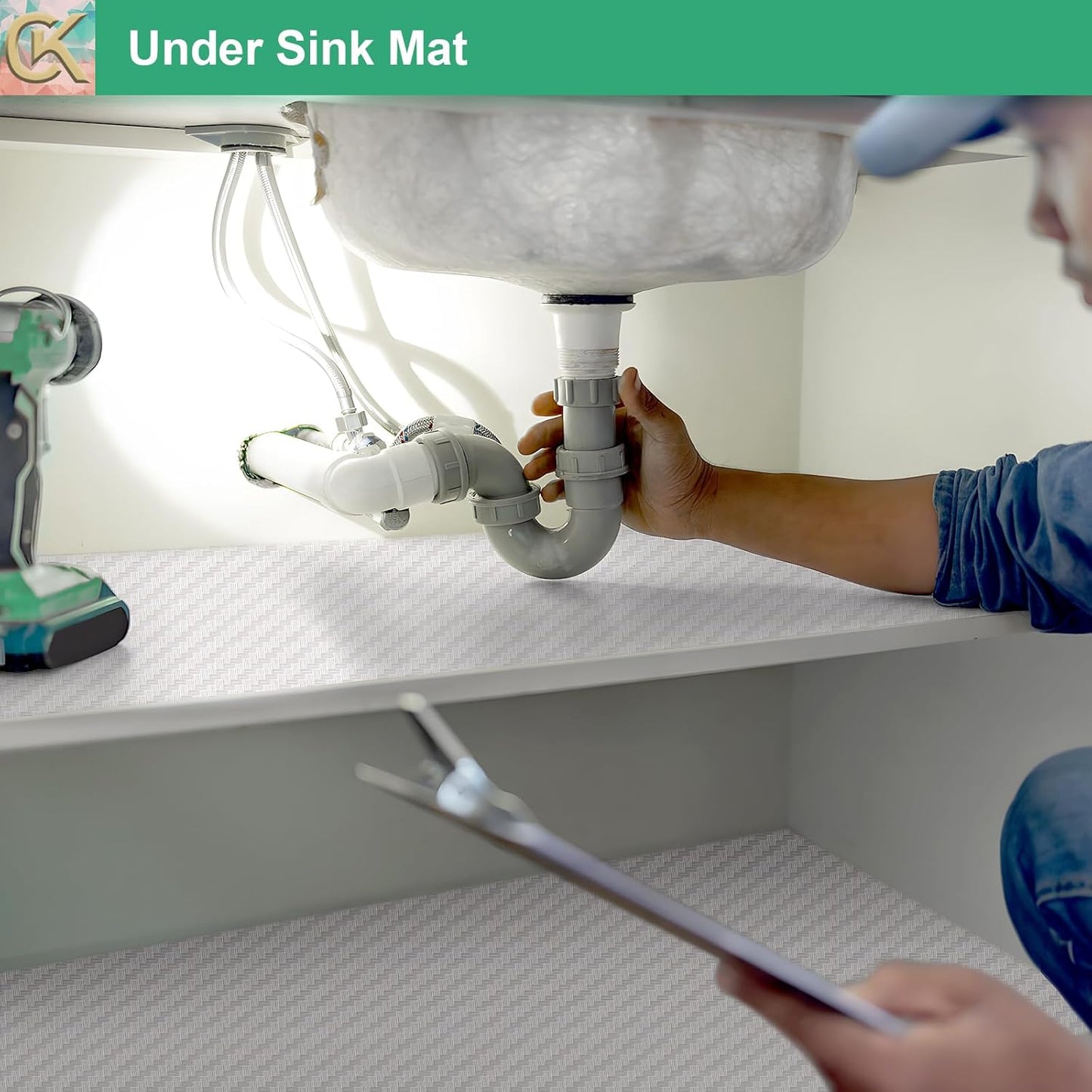 Self-Adhesive Shelf Liner Kitchen Liner, Waterproof Backed Paper Easy Peel and Stick Contact Liner Without Residue for Decor Your Desk Surface, Kitchen Countertops (White, 11.8 x 59 inches)