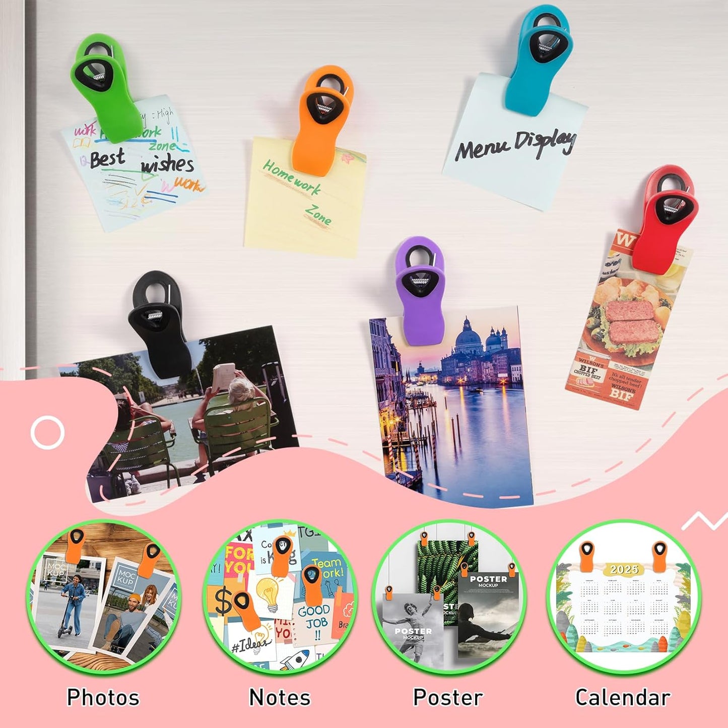 FINDMAG 12 Pack Big Chip Clips, Orange Magnetic Clip for Plants, Plastic Snack Clips for Bags, Food Sealing Clips with Magnet for Chips, Snacks, Fridge and Food Organization