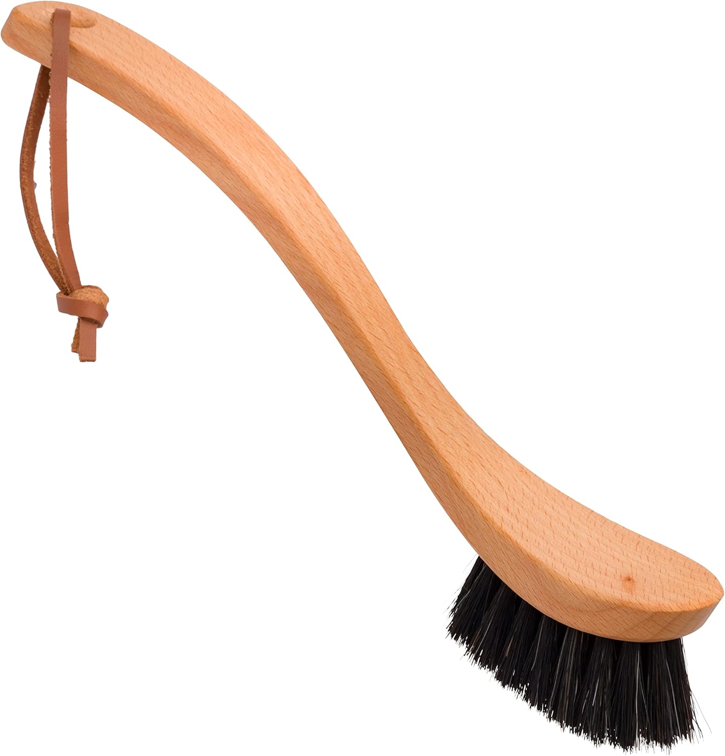 Redecker Curved Dish Brush, Soft Horsehair Bristles, Ergonomic Design with Oiled Beechwood Handle, 9-1/4 Inches, Single Unit, Made in Germany