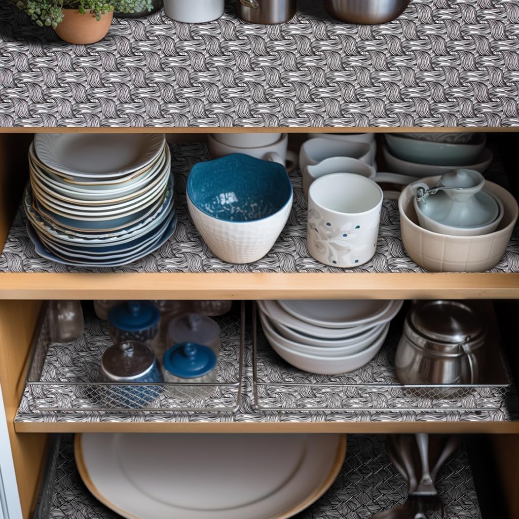 Cabinet Liners 5Rolls 18 x 96 Inch Wide Non Adhesive Kitchen Drawer Liner, Waterproof Shelf Liner Durable Anti-Slip for Kitchen Cabinets Shelf Liner Oil-Proof