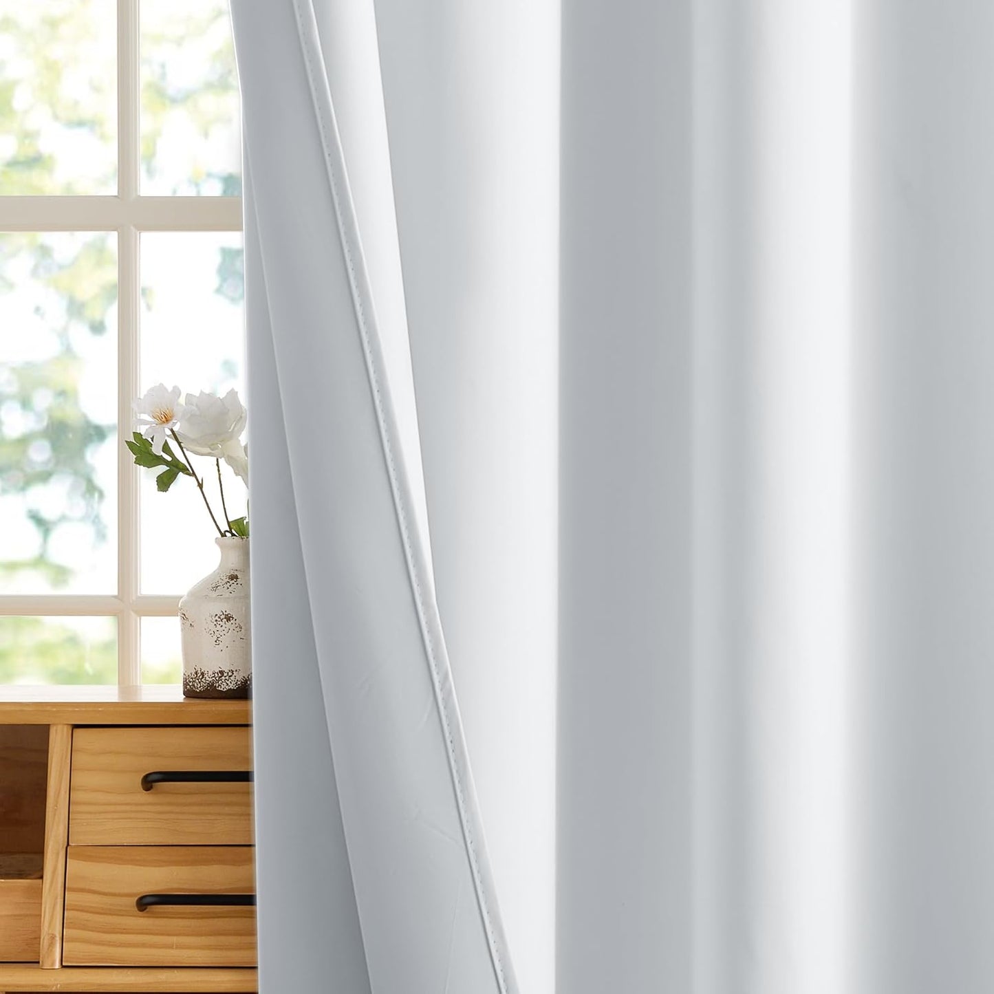 RYB HOME White Short Blackout for Small Window 45 inches Length, Thermal Insulated 100% Blackout Noise Reducing Window Shades for Bedroom Office, 34 inches Wide by 45 inches Long