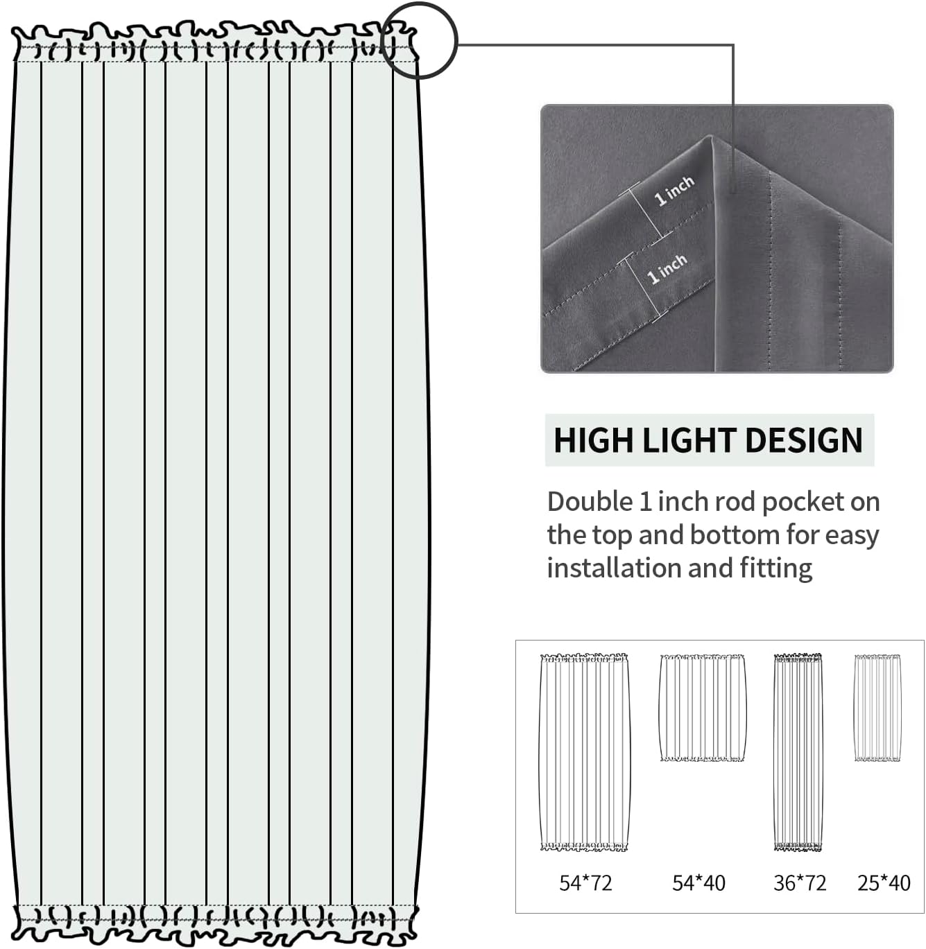 DWCN French Door Curtains – Rod Pocket Thermal Blackout Curtain for Doors with Glass Window, Kitchen and Patio Doors for Privacy, 36 X 72 Inches Long, 1 Curtain Panel with Tieback,Dark Grey