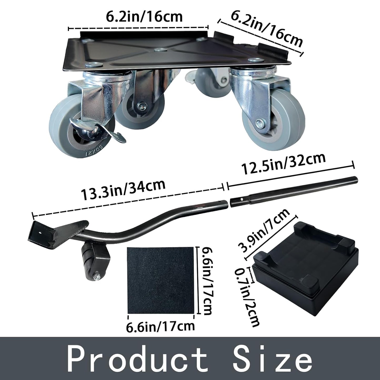 Furniture-Dolly-Furniture-Movers-with-5-Wheels, Furniture Sliders Large Size Carbon Steel Panel Lifter Tool for Moving Heavy Furniture, Furniture Dollies with 2 Brakes, Max Capacity 3335 Ibs