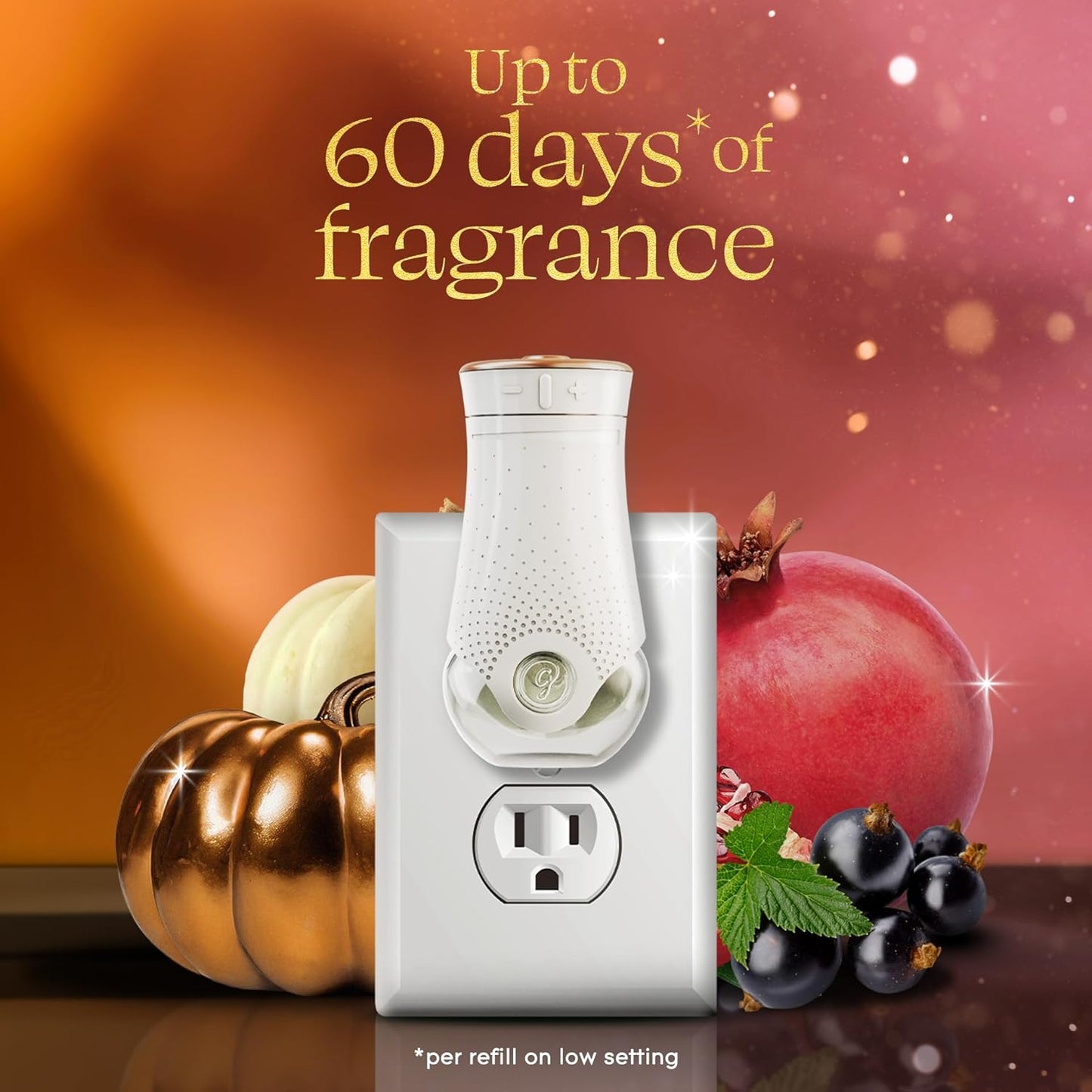 Glade PlugIns Refills Air Freshener, Pumpkin & Ginger and Pomegranate & Currant, Scented and Essential Oils for Home and Bathroom, 0.67 Fl Oz, 5 Count