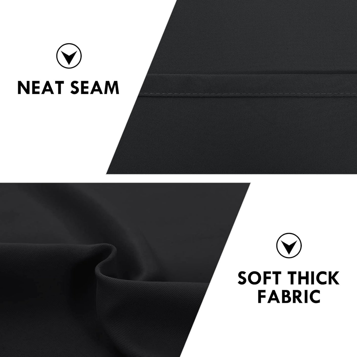 DWCN Blackout Curtains Room Darkening Thermal Insulated Bedroom Curtains Window Curtain Panels, 52 x 63 inches Long, Set of 2 Black Rod Pocket Drapes