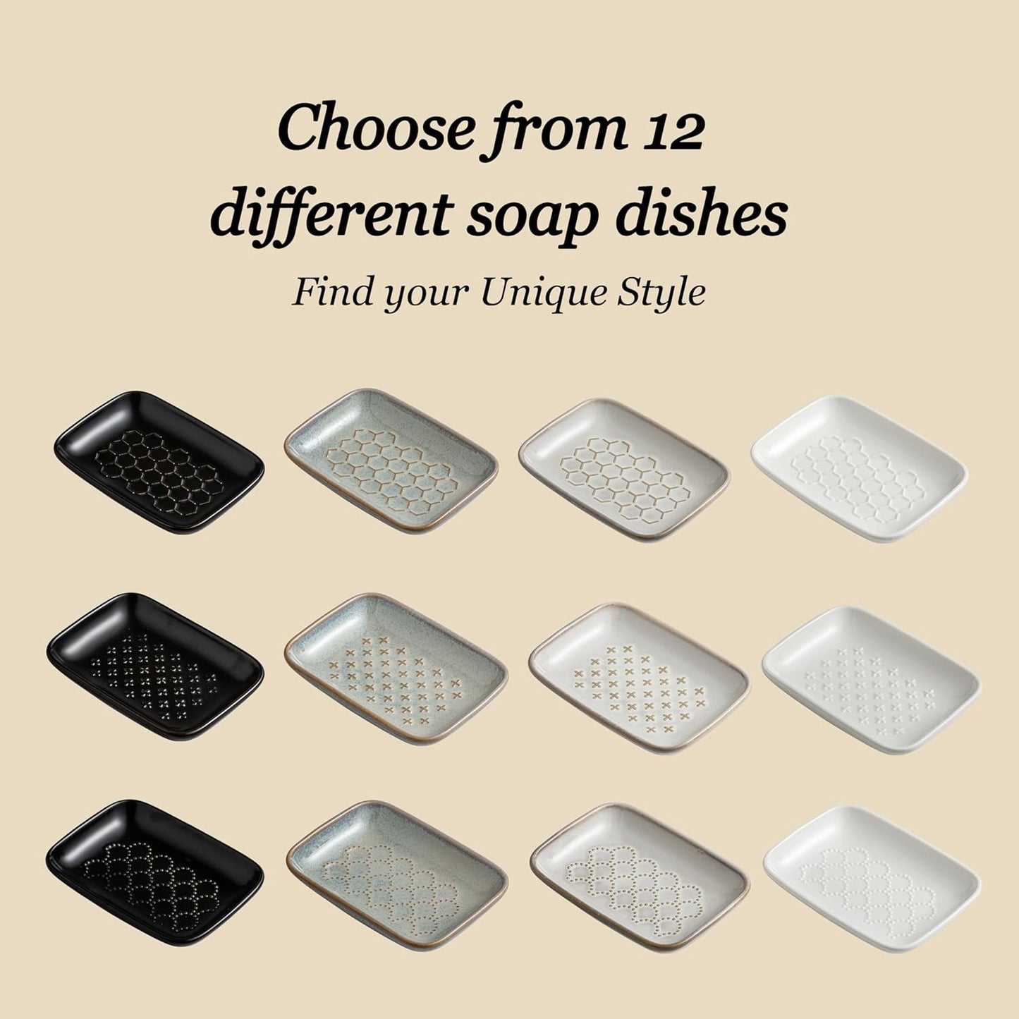 Gomakren Soap Dish for Shower, Bar Soap Holder, Ceramic Soap Dishes for Bar Soap, Halloween Sponge Holder Soap Saver Soap Tray for Bathroom Kitchen Sink, 5.5 Inch, Black