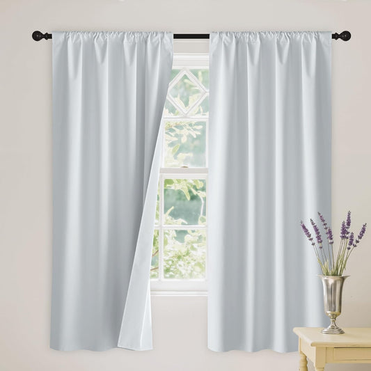 RYB HOME White Blackout Curtains for Bedroom, 100% Blackout Thermal Insulated Noise Reducing Curtains for Living Room Nursery, 42 inches Wide by 72 inches Long, 2 Panels Set