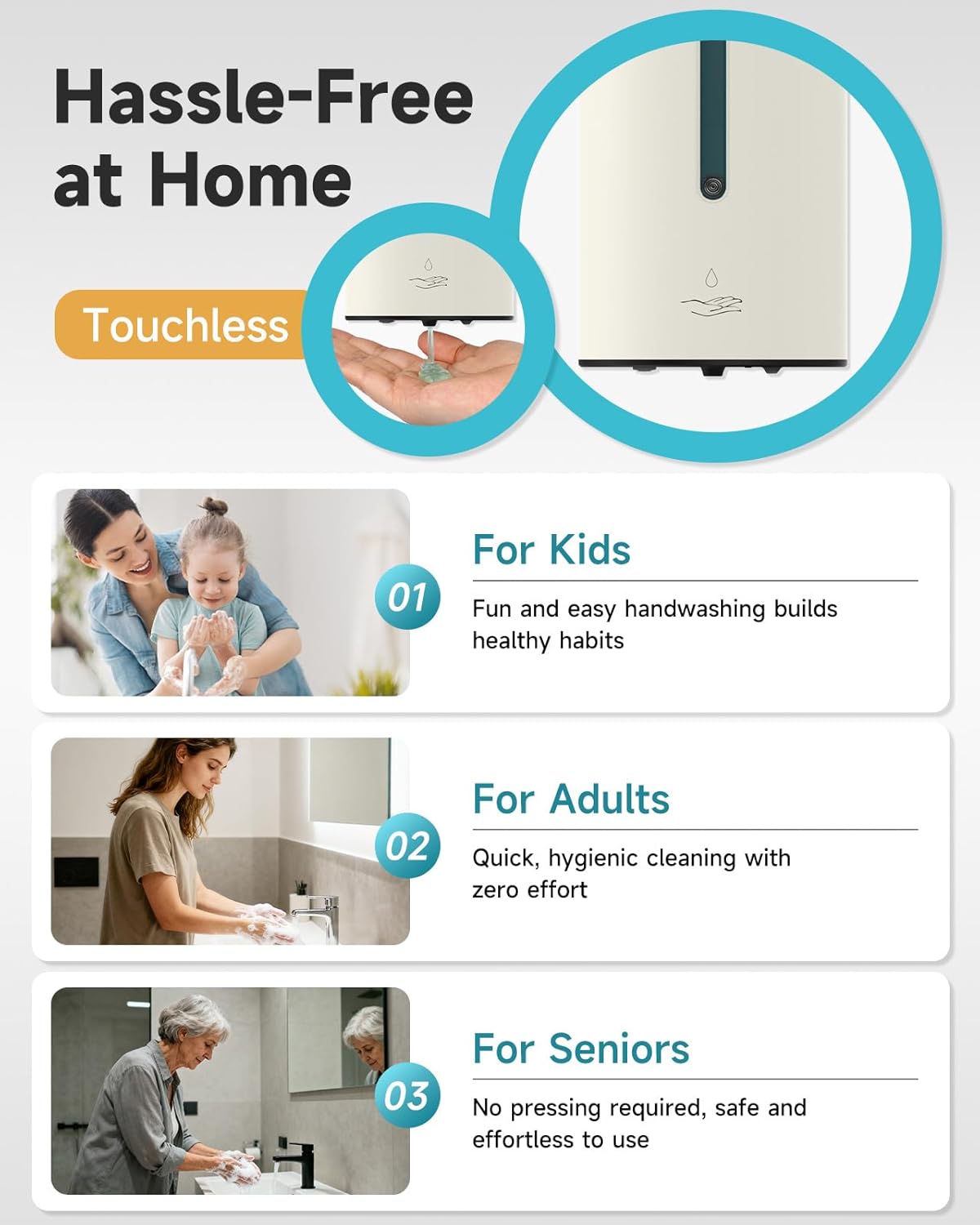 AIKE Automatic Wall Mount Liquid Soap Dispenser, Commercial Stainless Steel with 25oz Large Capacity Save Time Effort and Cost,Model AK1205 (Matte White)