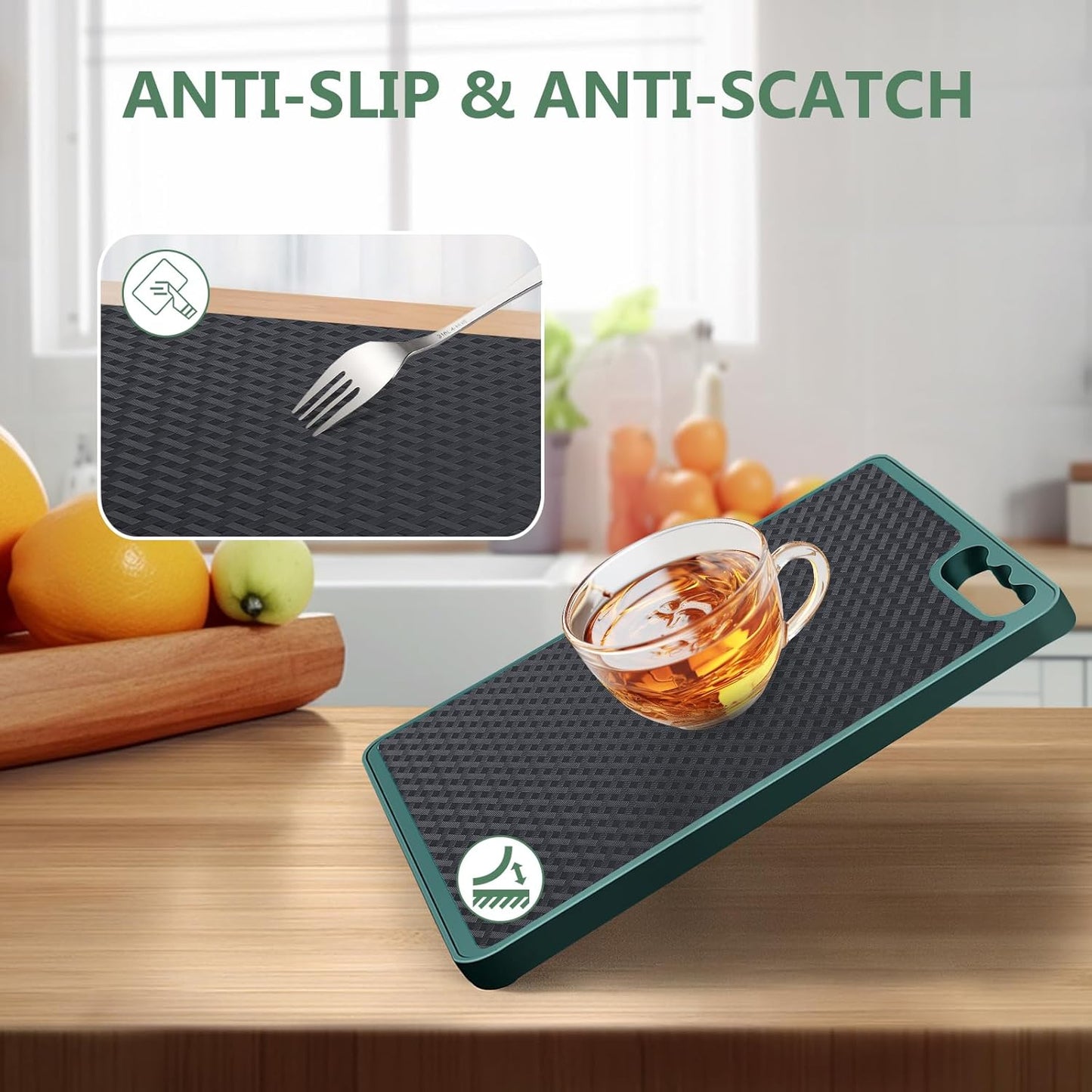 Shelf Liners, Non-Adhesive Drawer Liner, Waterproof & Oil-Proof Kitchen Cabinet Cupboard Liner Plastic EVA Material BPA Free Fridge Liner Mats Paper Protector for Shelves (Black/24in x 240in)