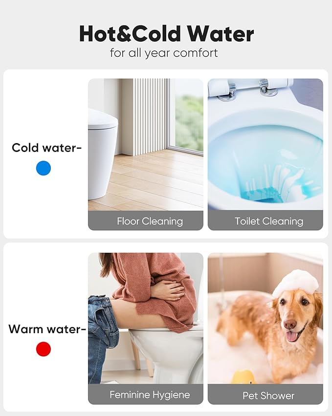 Arofa Hot and Cold Handheld Bidet Sprayer for Toilet, Warm Water Bidet with Adjustable Pressure, Non-Electric Temperature Control for Feminine Wash