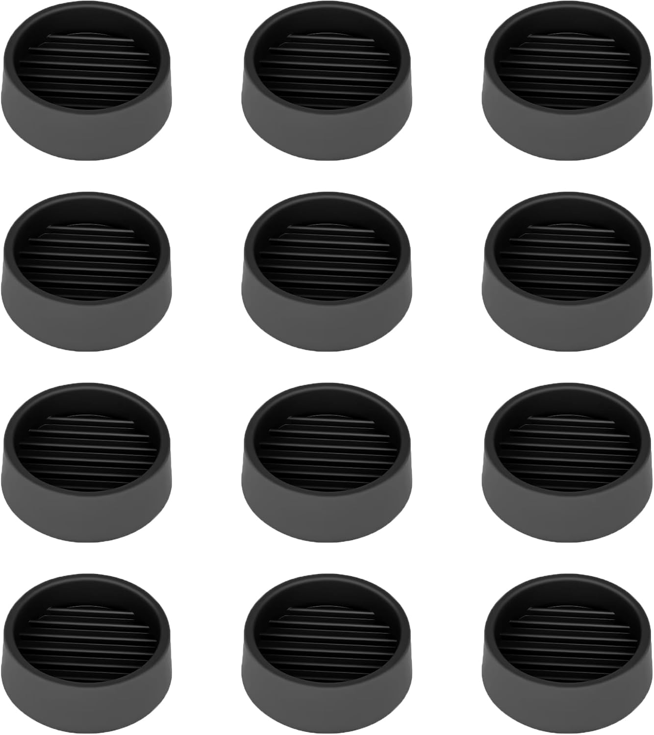 Non Slip Furniture Pads, 1.5' Round Black Rubber Caster Cups, 12 Pcs Anti-Slip Gripper, Anti Slide Floor Protectors for Bed, Couch, Stoppers
