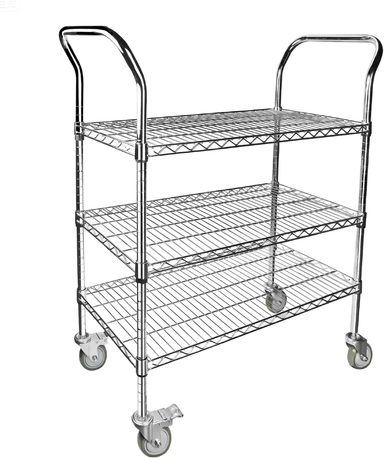 Northsky 3-Shelf Wire Utility Cart on Wheels, Chrome Finish Rolling Metal Shelving with Wheels, 550lb Capacity, 36" x 18" x 44.1", 3 Tier Rolling Cart for Kitchen Bar Storage Use