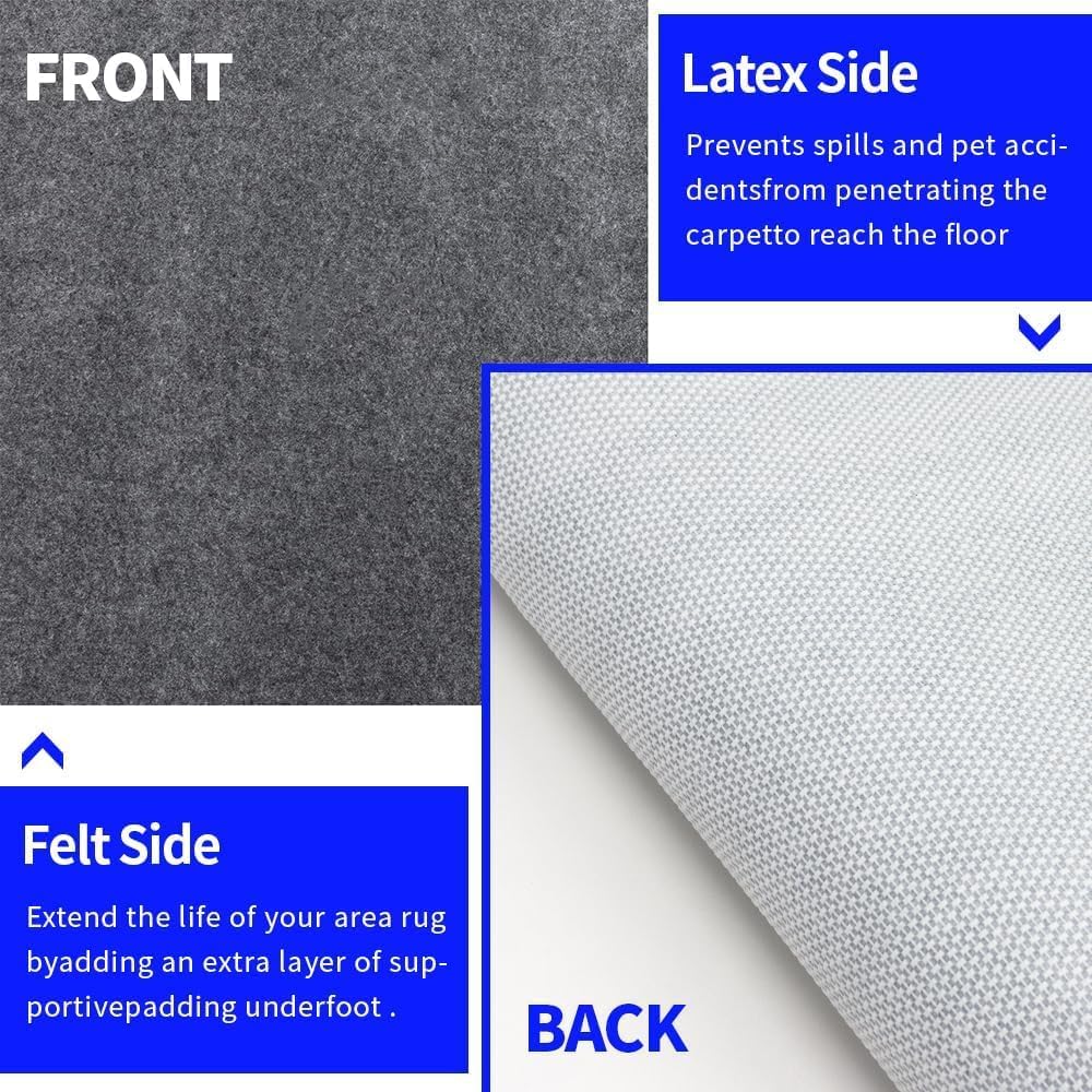 100% Waterproof Non-Slip Rug Pad 4x6 for Large Area Rugs Durable Felt Floor Protection pad for All Floors, Suitable for Cutting. Rug Pads Keep Rugs in Place and Provide Cushioning