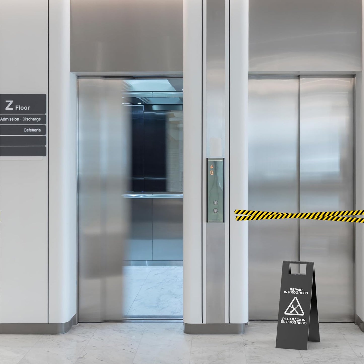 Stainless Steel Repair In Progress Sign Portable Foldable Sign 2-Pack (Black)