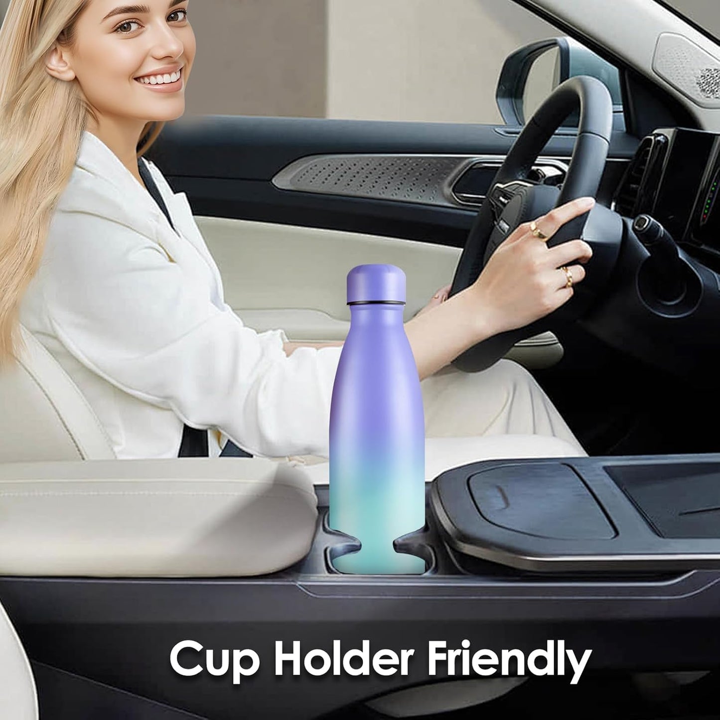 25oz Cola-Bottle Shaped Stainless Steel Leak-proof Water Bottle,Double Wall Vacuum Insulated Metal,Travel Mug For Sports Indoors & Outdoors,BPA-Free Kids Flasks,Purple Blue(2 Pack)