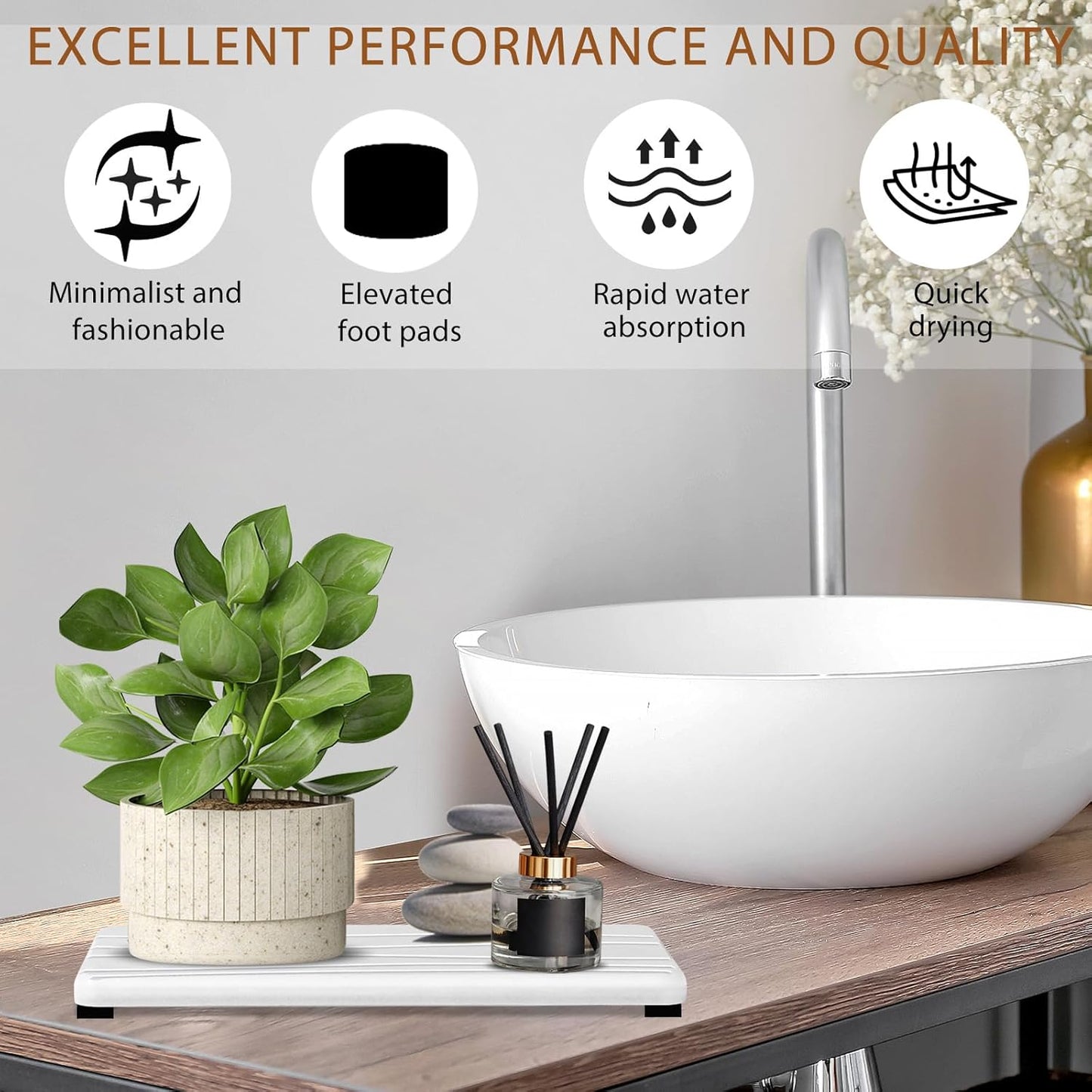 2PCS Water Absorbing Stone Tray, Fast Drying Stone Sink Tray, Water Absorbent Diatomite Trays, Stones Soap Trays, Diatomite Coasters for Kitchen Sink Bathroom Counter, Hand Soap Dish & Holders