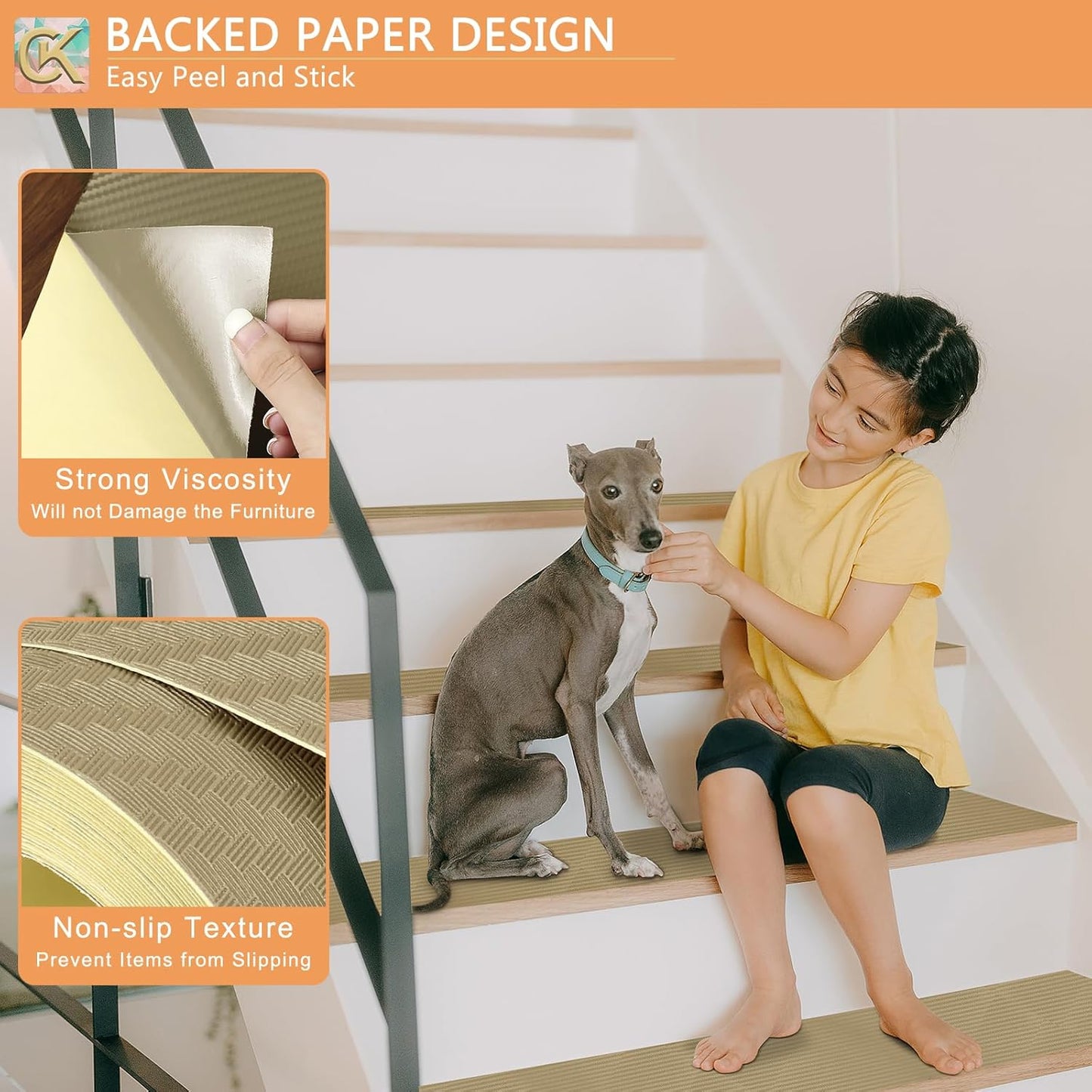 Self-Adhesive Shelf Liner Kitchen Liner, Waterproof Backed Paper Easy Peel and Stick Contact Liner Without Residue for Decor Your Desk Surface, Kitchen Countertops (Dark Khaki, 23.6 x 236.2 inches)