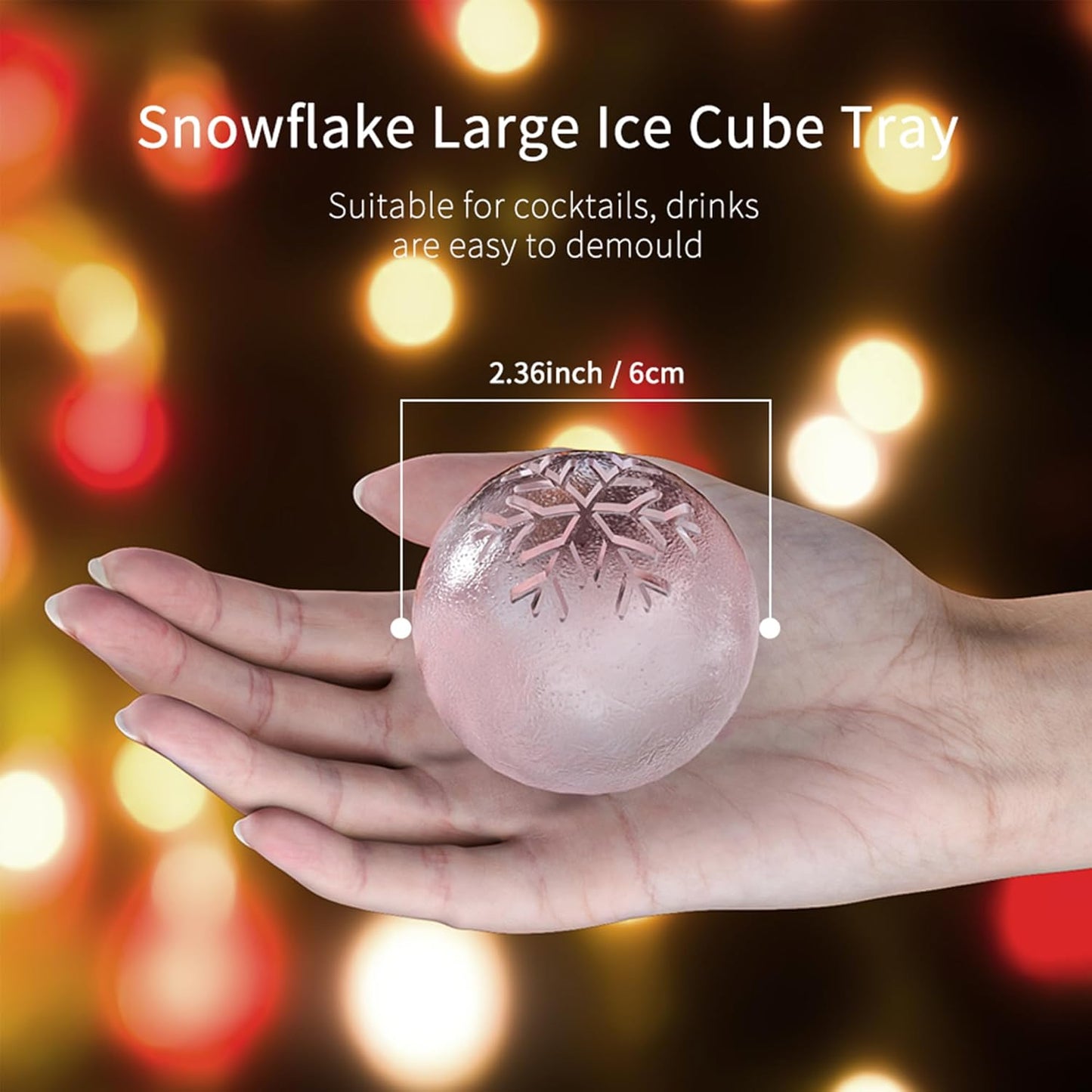 Novelty Christmas Tree Snowflake Ice Ball Maker Mold Set of 2, Christmas Ornament Ice Molds, 2.4" Large Holiday Round Whiskey Ice Cube Mold for Bourbon, Cocktails, Gifts for Men