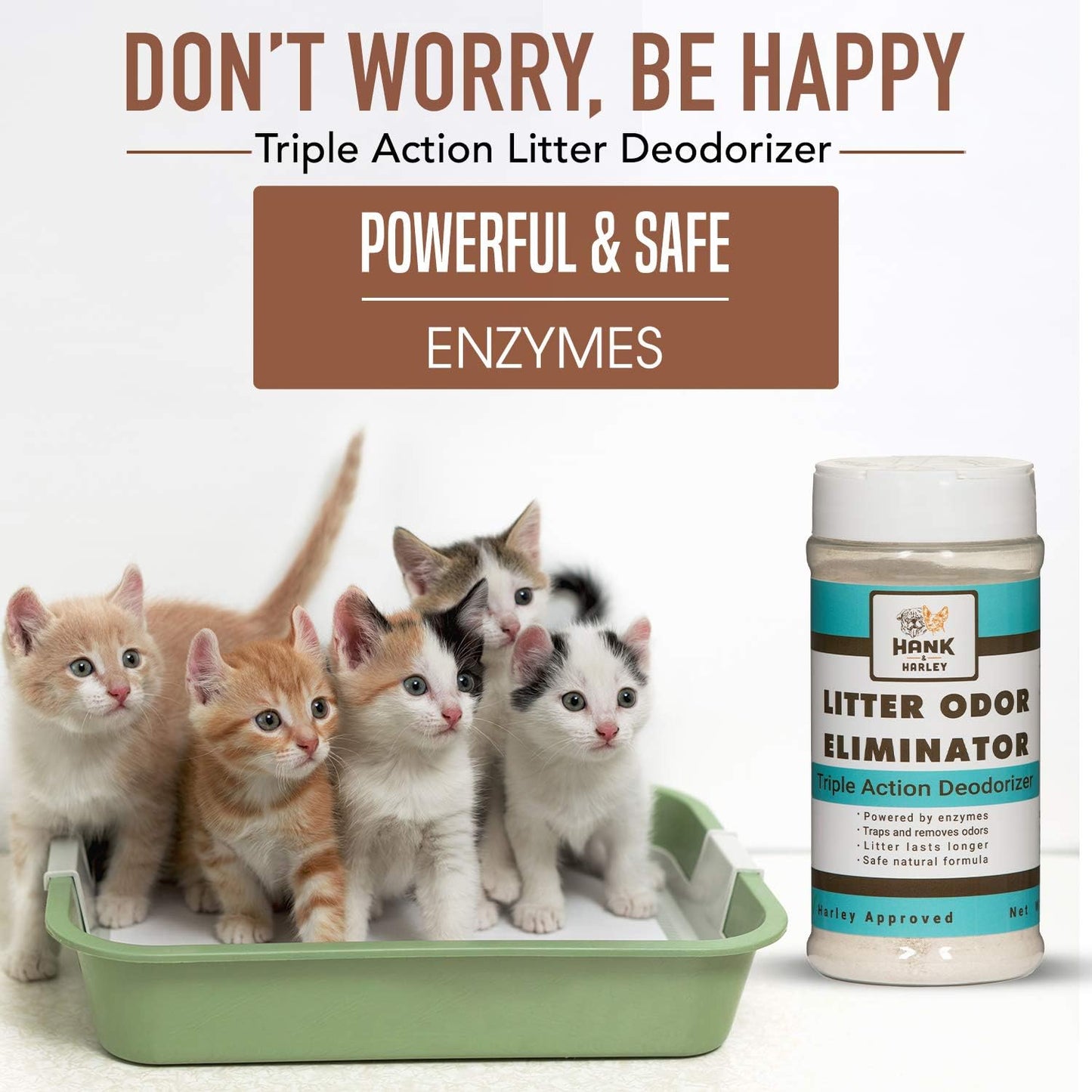 Extreme Enzyme CAT Litter Odor Eliminator, 3 lbs. Triple-Action Deodorizing Powder with Natural enzymes, Ammonia Remover and Activated Baking soda. Made in USA with no Harsh Chemicals or perfumes!