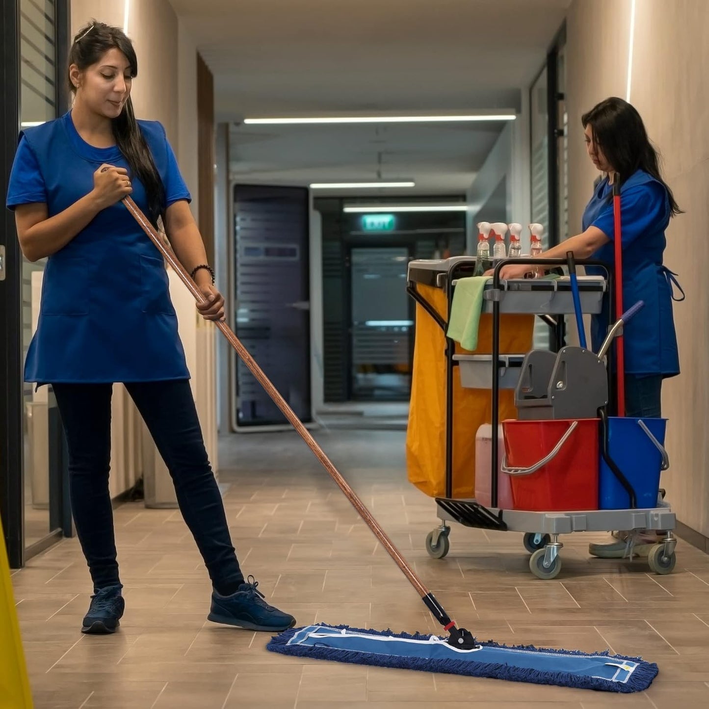 Matthew Cleaning 24'' Industrial Strength Cotton Dust Mop Refill Washable Replacement Heads for Residential & Commercial Use Fit Standard Dust Mop Frames, Hardwood, Laminate, Concrete Floors 3 Pack