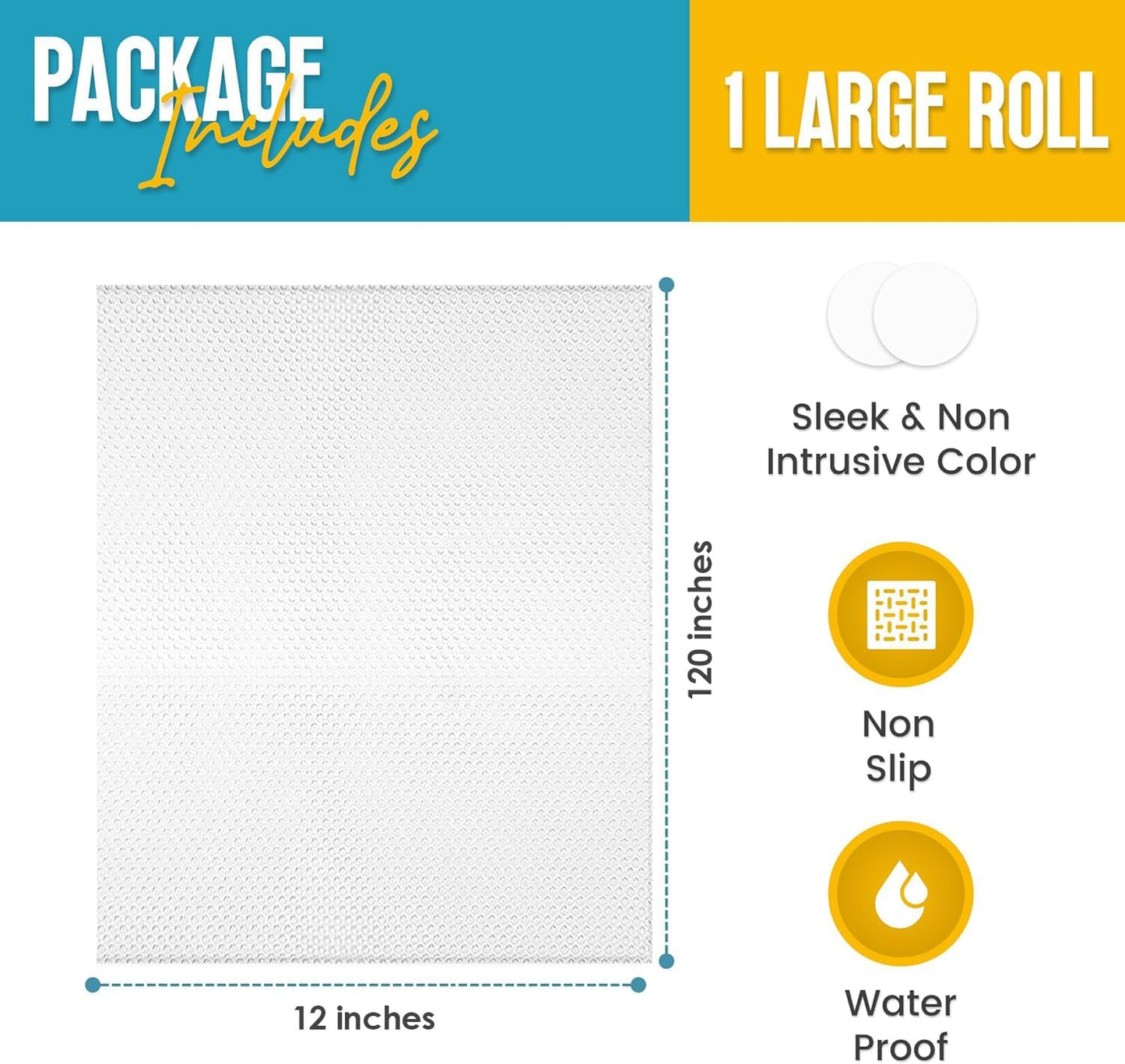 Shelf Liner Drawer Liner for Kitchen Cabinets Non-Adhesive by Linda’s Essentials (12 x 120 Inches) - Non-Slip Easy Clean Kitchen Cabinet and Cupboard Protector, Waterproof Mat, Clear Roll