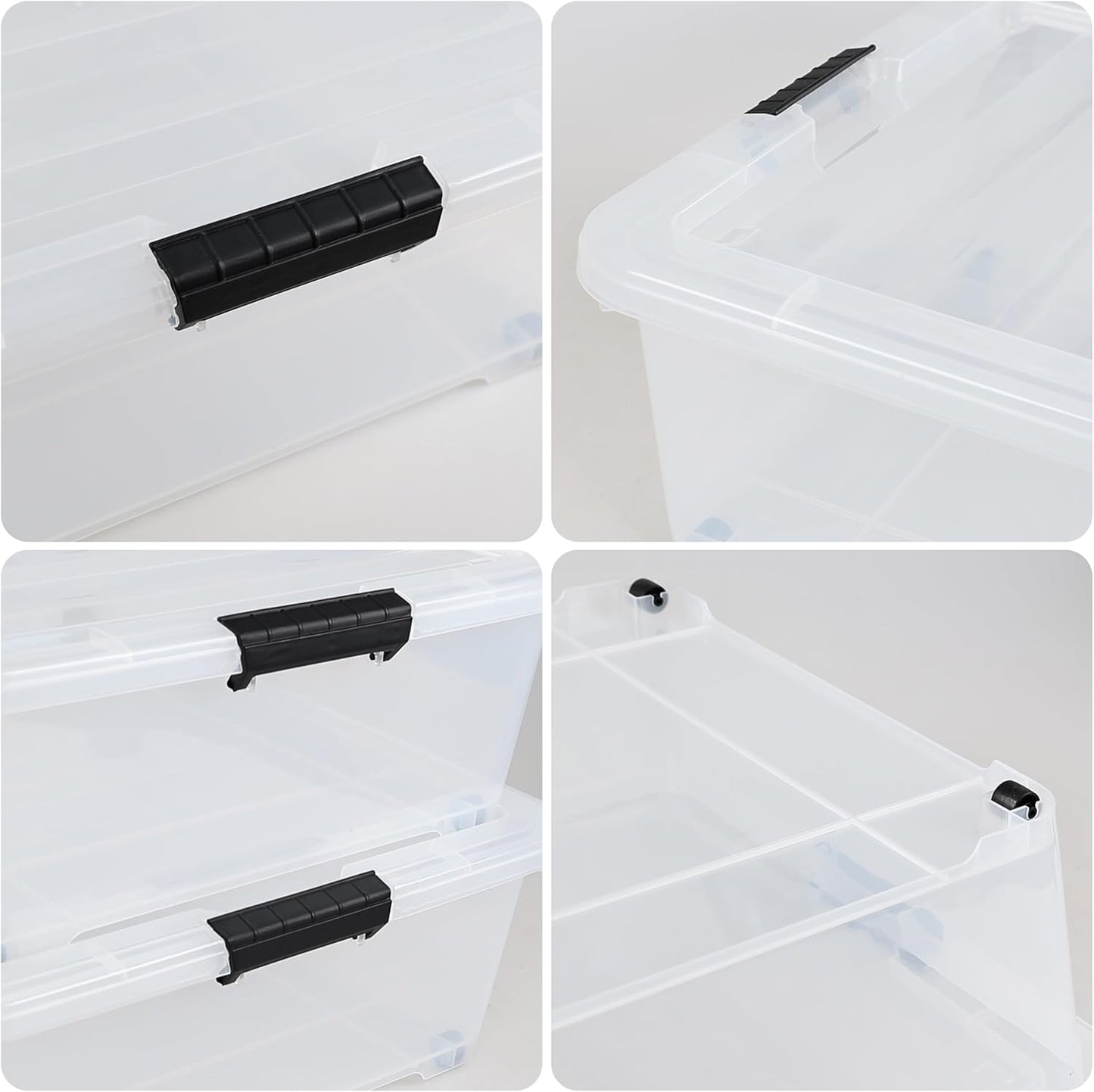 3-Pack 50 Quart Under the Bed Low Profile Storage Boxes, Large Under Bed Storage Bin with Easy Rolling Caster Wheels, Clear