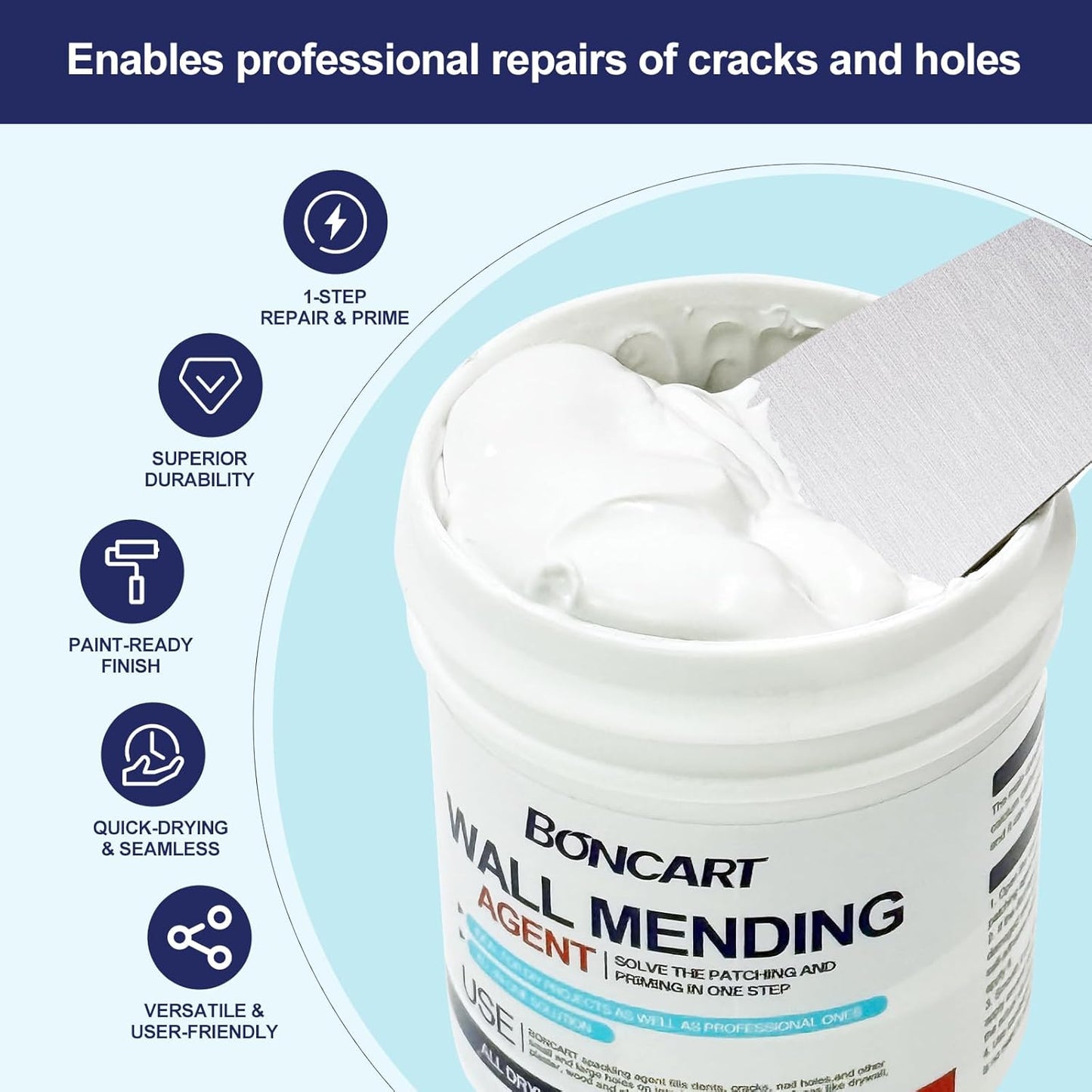 8.6oz Drywall Patch Repair Kit - Professional All-in-1 Tool Set (Scrapers/Sandpaper/Texture Sponge/Gloves/ Aluminum Patches) for Fast Wall Hole Repair