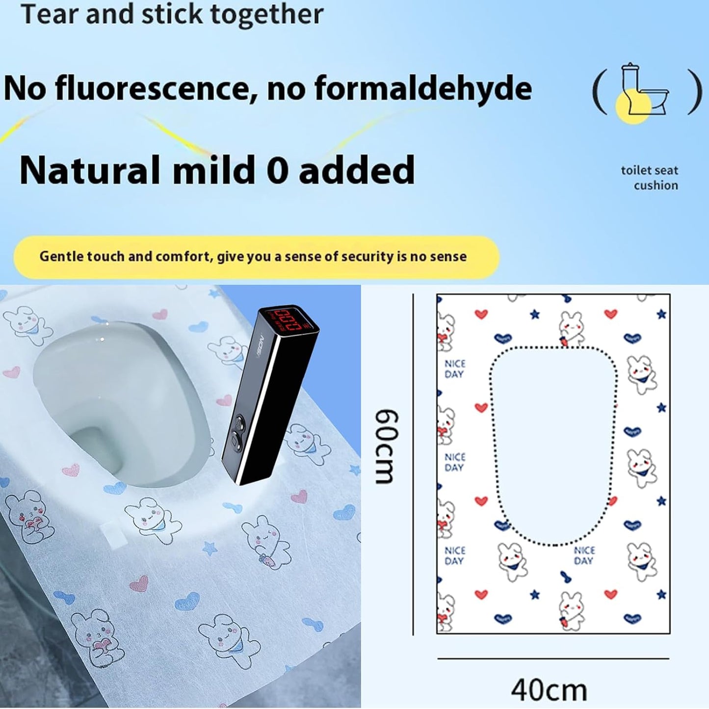 Disposable toilet seat cover,30 Pack of oversized waterproof toilet seat paper, suitable for children and adults, potty training, travel, public toilets, aircraft