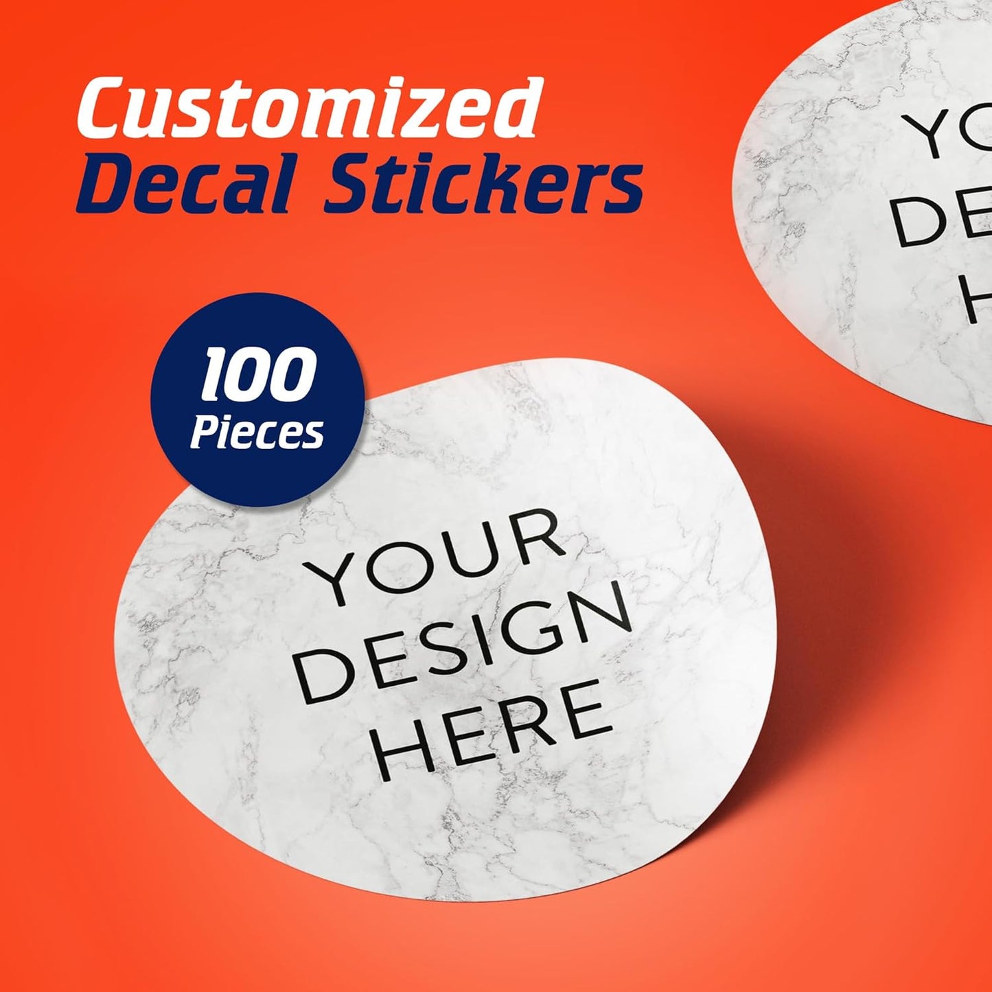100 Custom Vinyl Stickers - Upload Your own Image, Text, Design, Logo - Personalized Logo Labels for Handmade, Packaging, Bottle, Jars, Candle, Brand Stickers (Silver Marble, 5x5)