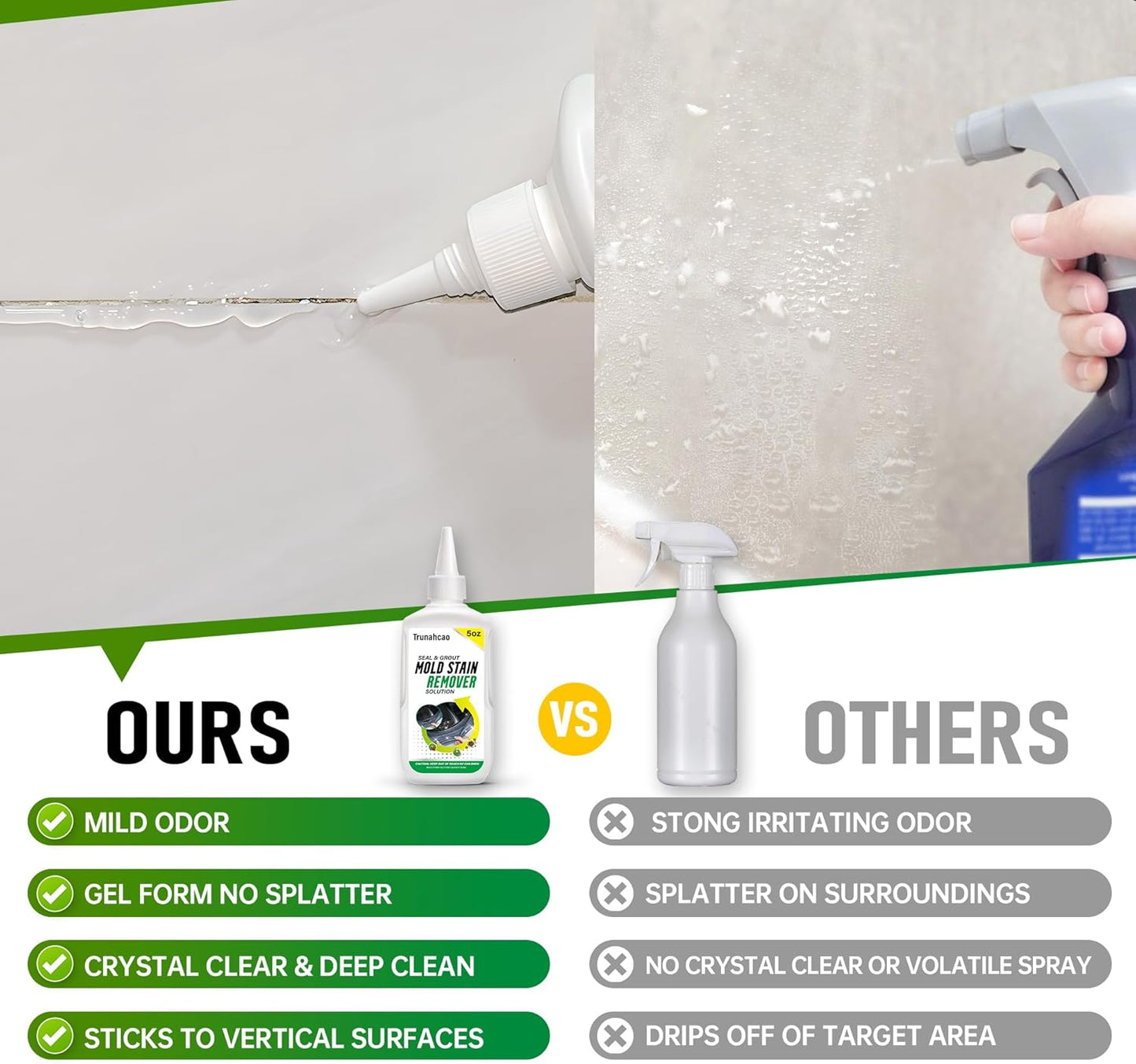 Stain Remover Gel Cleaner, Home Stain Remover Cleaner for Front Loader Washing Machine Black Stain Removal Multi-Surface Stain Cleaning Gel for Bathroom Seals, Grout, Shower & Tile,Caulk,Tub