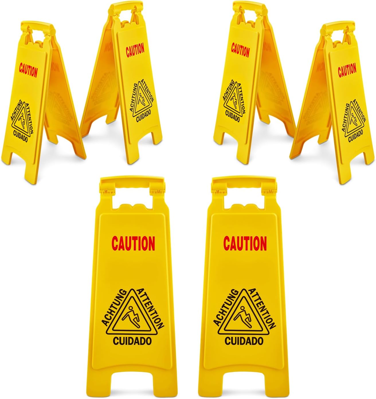 Wet Floor Sign, Slippery When Wet A-Frame Caution Sign, Bright Yellow 6 PACK