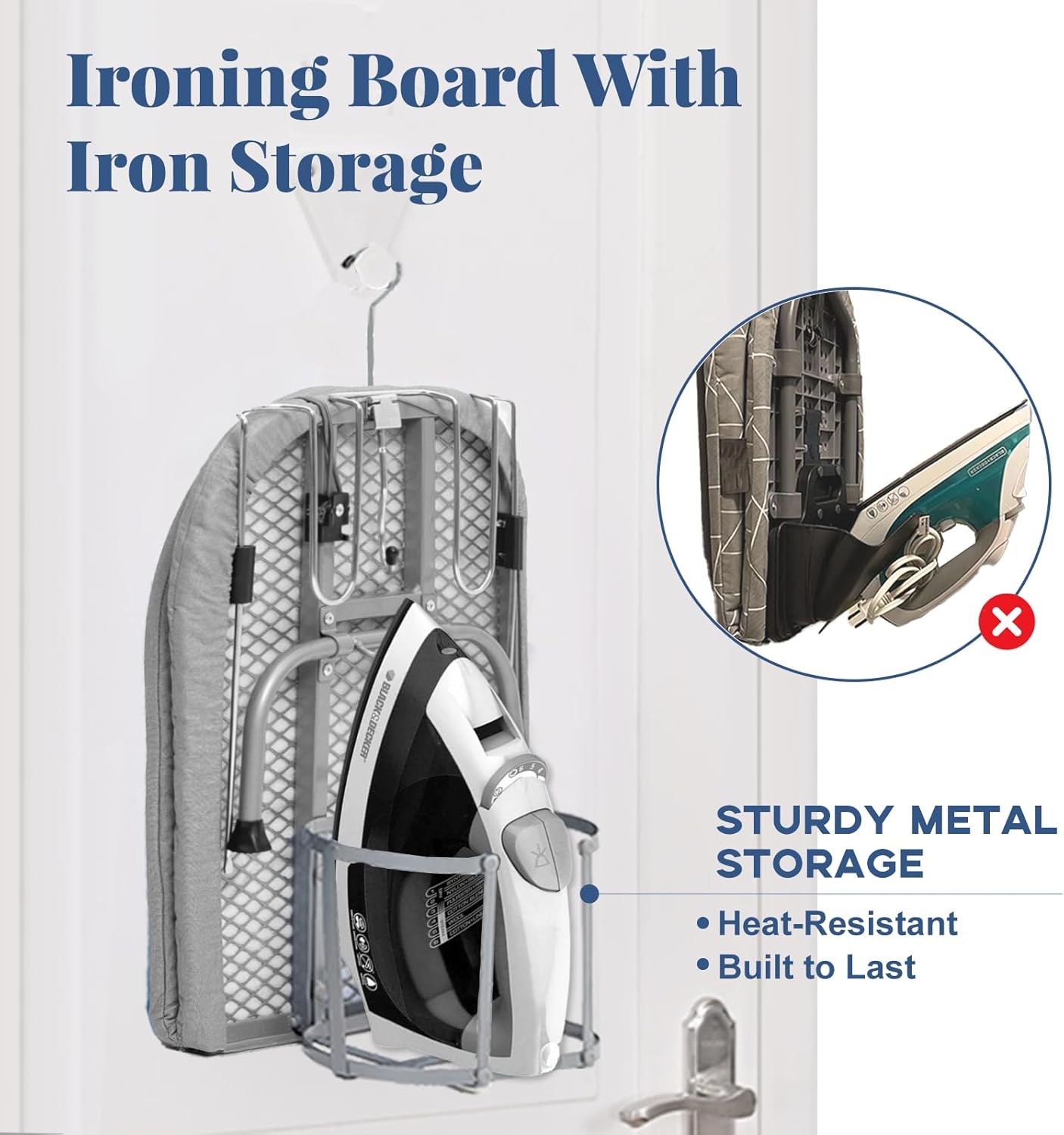 Small Ironing Board with Iron Holder, RAINHOL Countertop Mini Ironing Board Tabletop with Non-Slip Feet, Travel Foldable Iron Table for Small Space, Grey