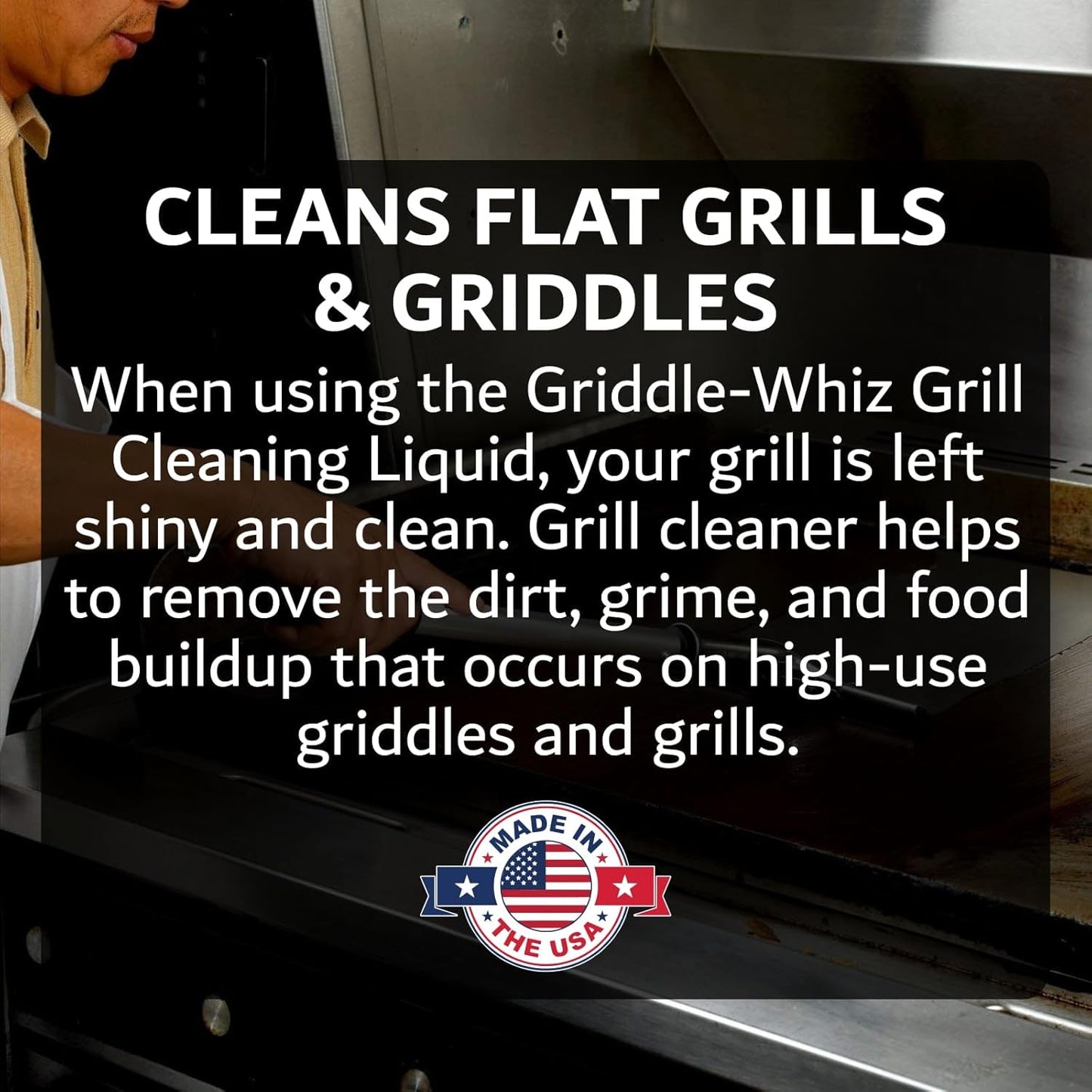 Griddle-Whiz Grill & Griddle Cleaner | Removes Grease, Food Residue, Burnt On Organics | Non-Toxic High Heat Flat Top Grill Cleaner & Food Contact Surface | Non-Caustic Formula by FryOilSaver (32oz)